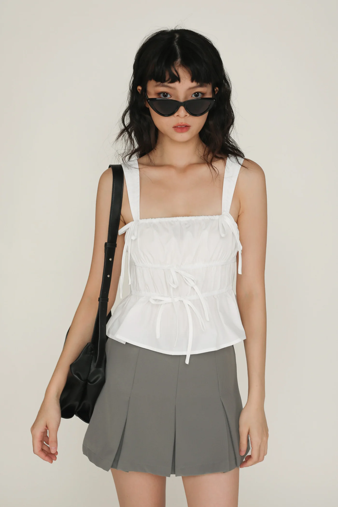 Adalie Ribbon Shirred Babydoll Top