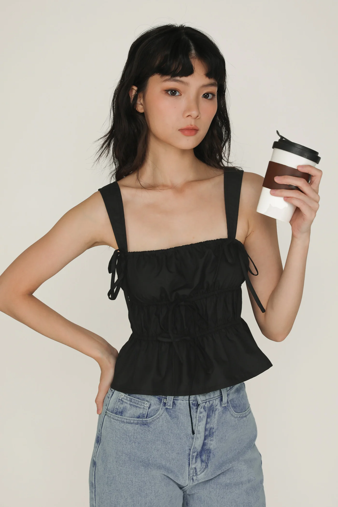 Adalie Ribbon Shirred Babydoll Top - Image 10
