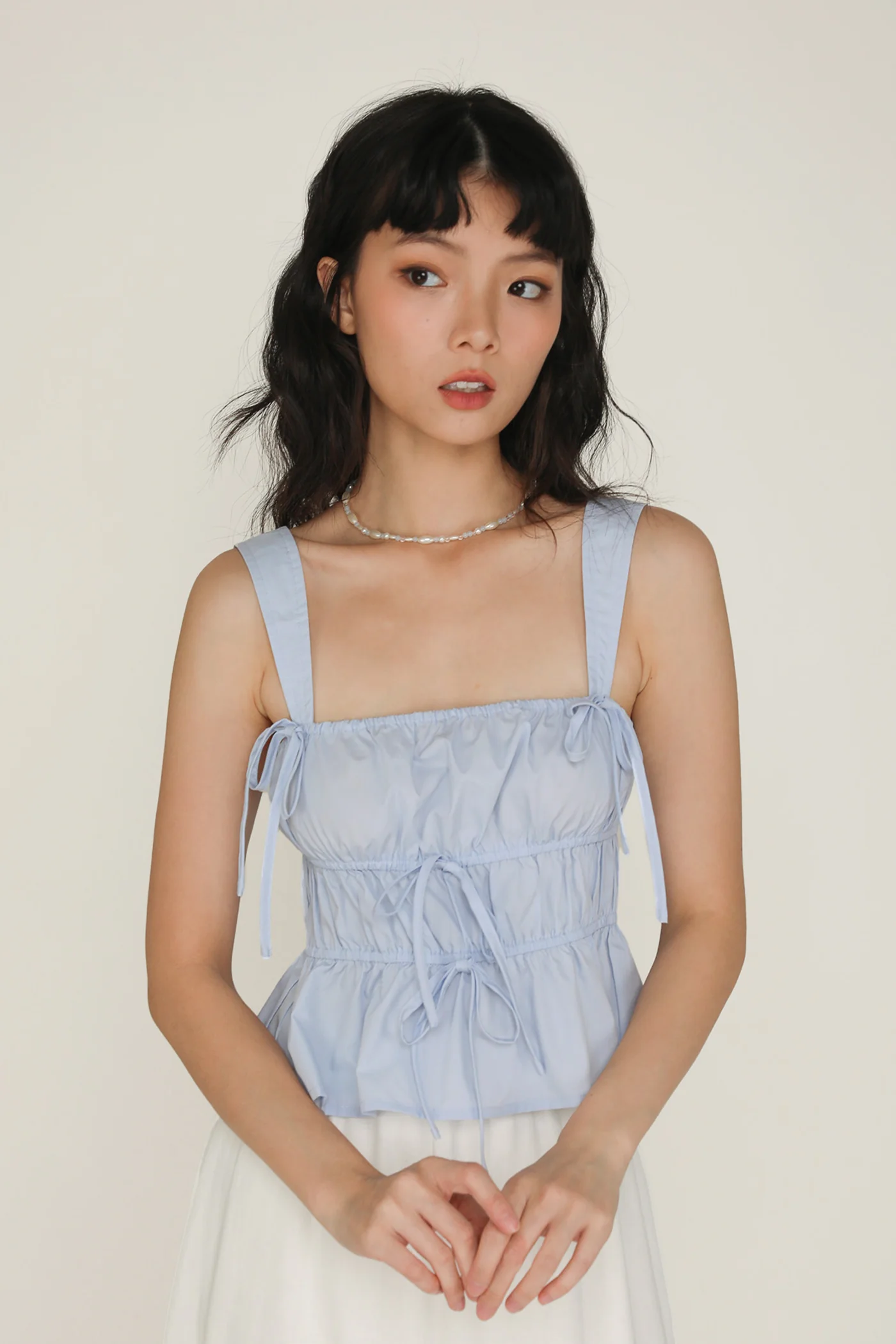 Adalie Ribbon Shirred Babydoll Top - Image 18