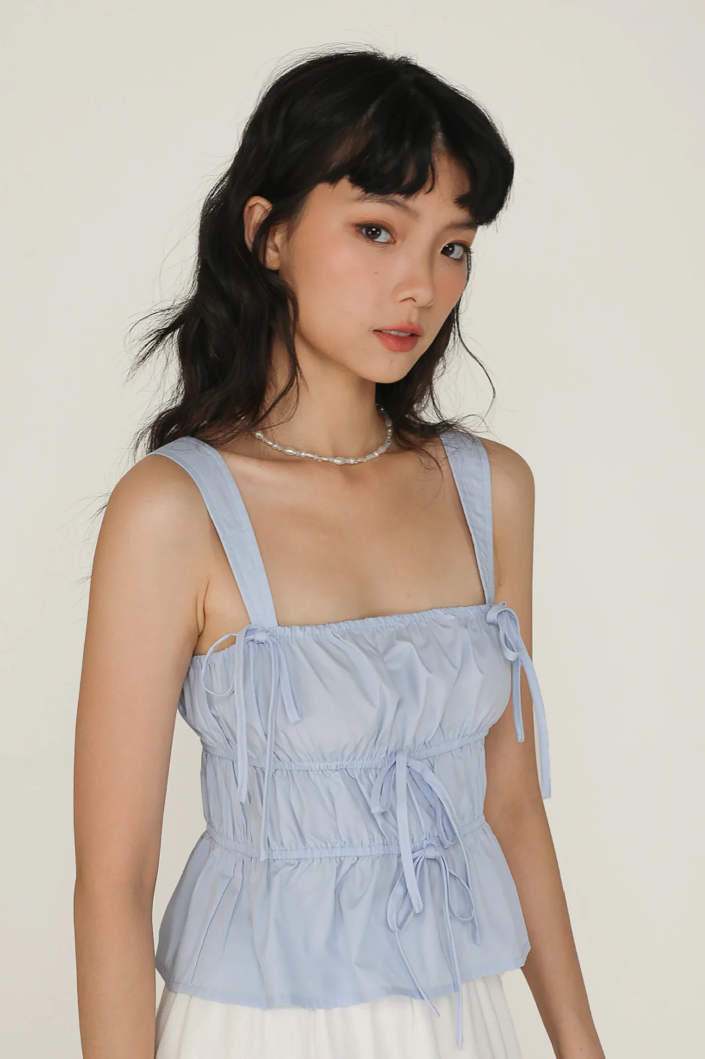 Adalie Ribbon Shirred Babydoll Top - Image 20