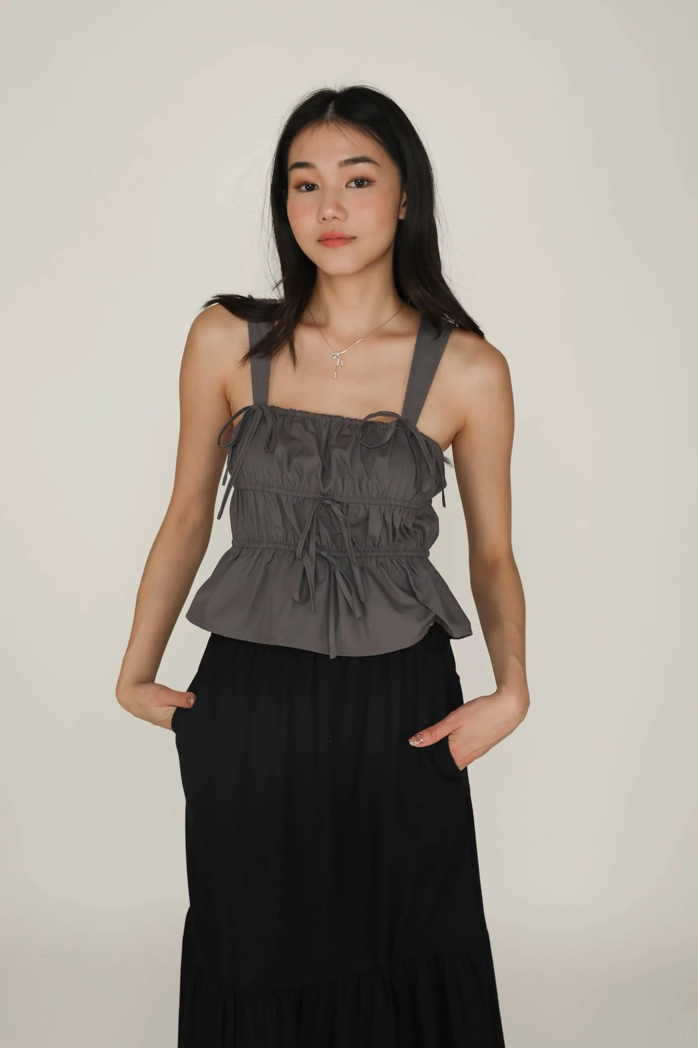 Adalie Ribbon Shirred Babydoll Top - Image 31