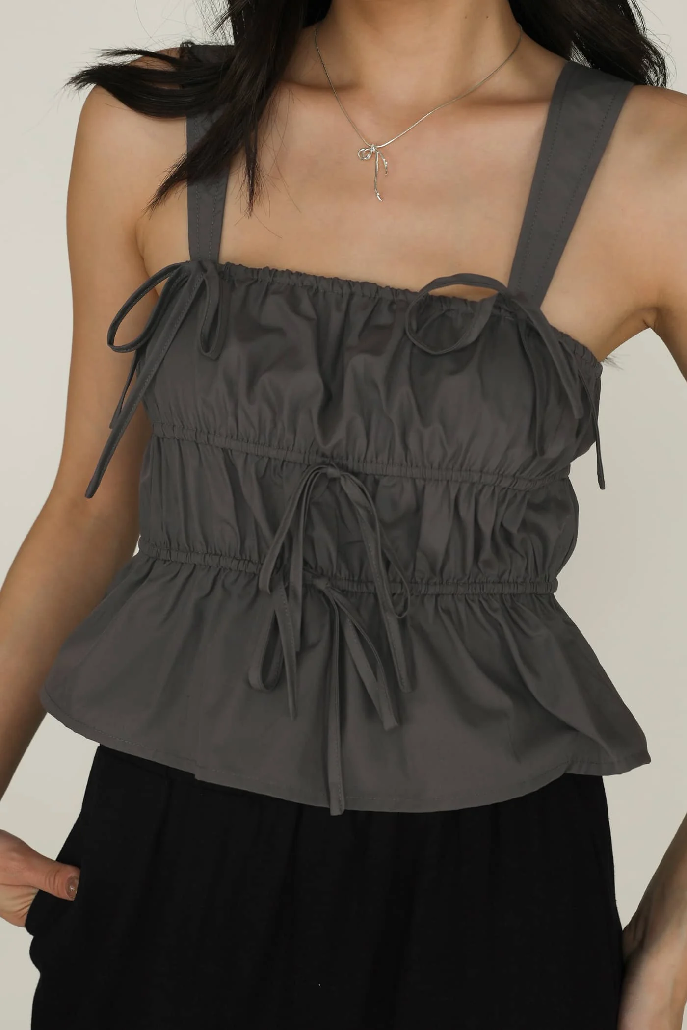 Adalie Ribbon Shirred Babydoll Top - Image 33