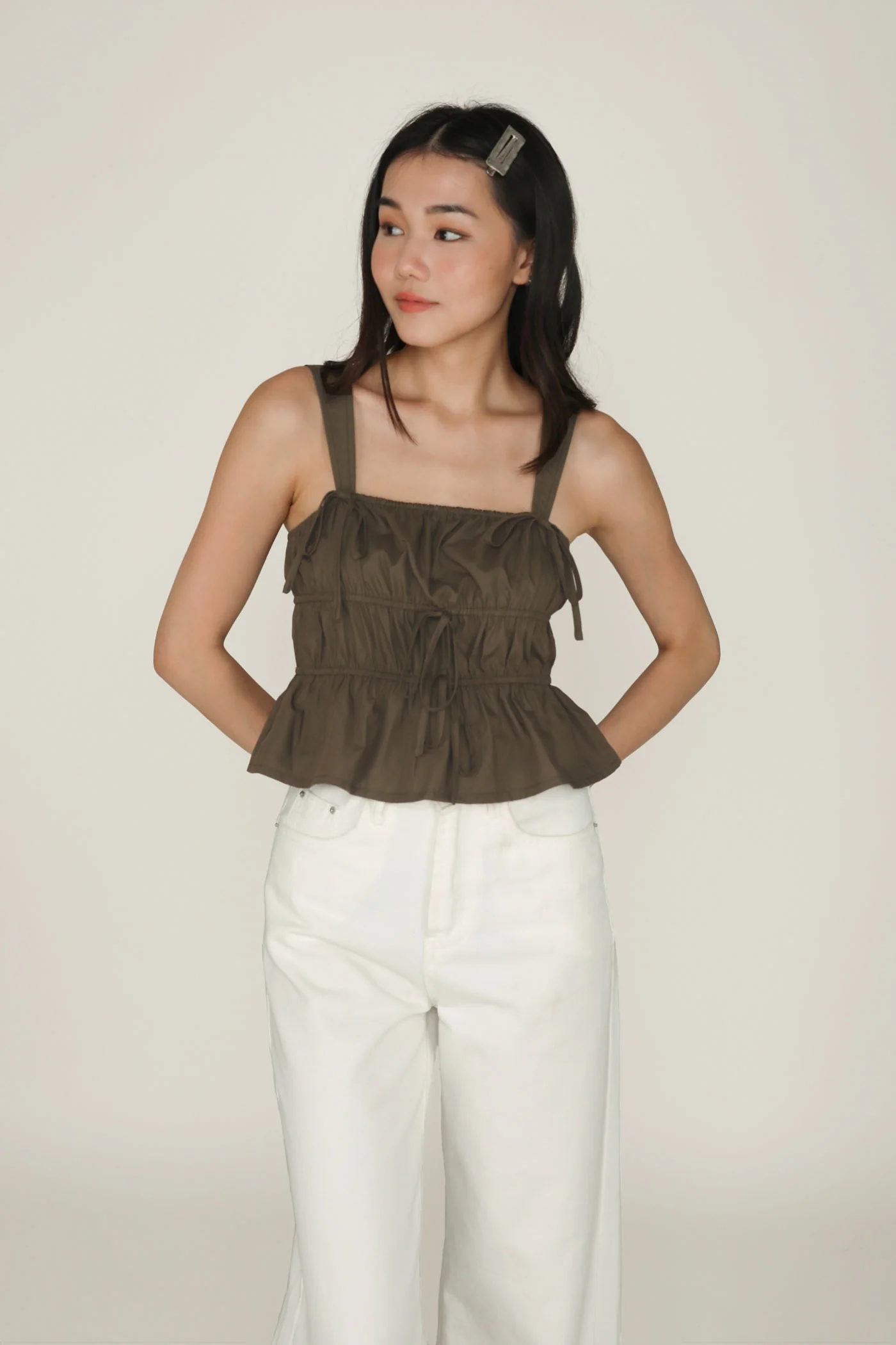 Adalie Ribbon Shirred Babydoll Top - Image 36