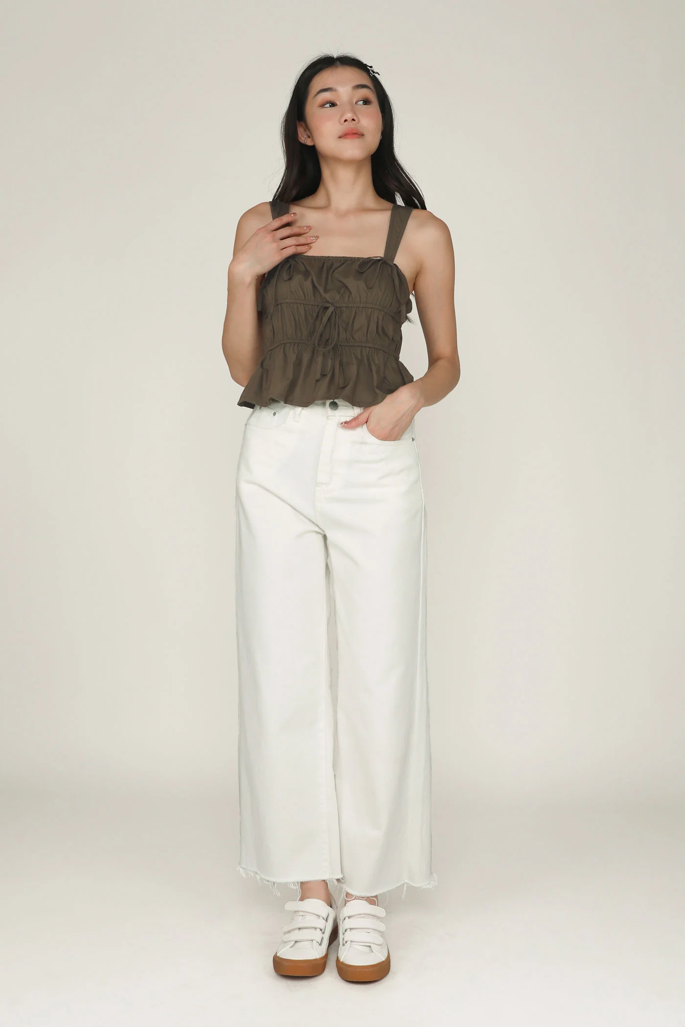Adalie Ribbon Shirred Babydoll Top - Image 37