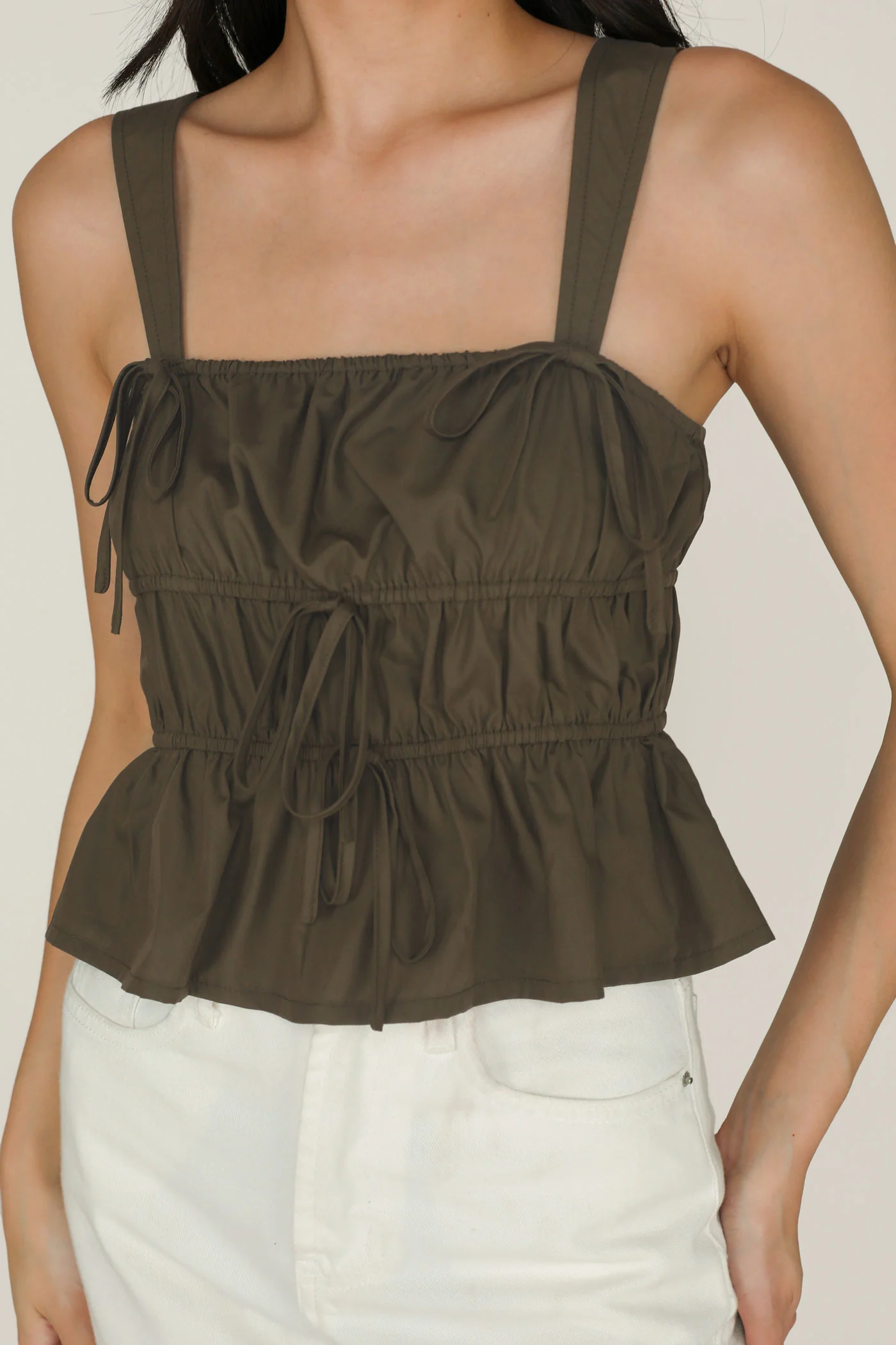 Adalie Ribbon Shirred Babydoll Top - Image 39