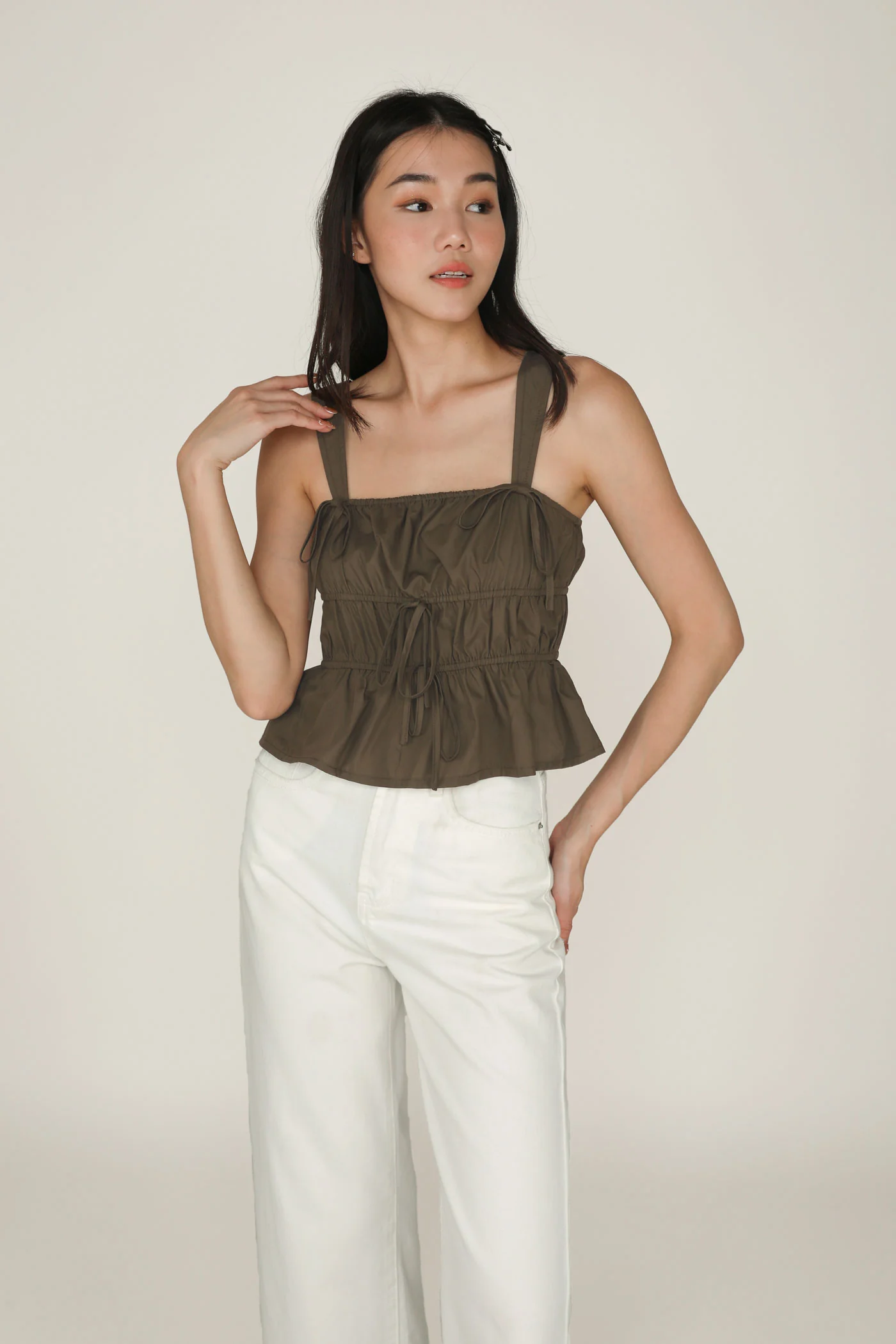 Adalie Ribbon Shirred Babydoll Top - Image 40