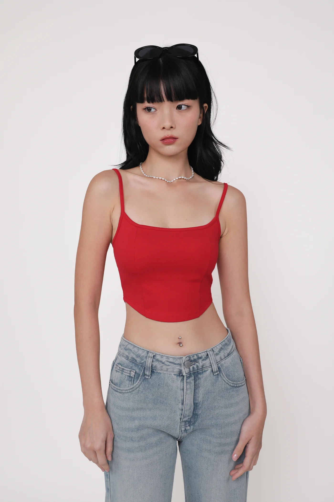 Adela Curved Hem Padded Top