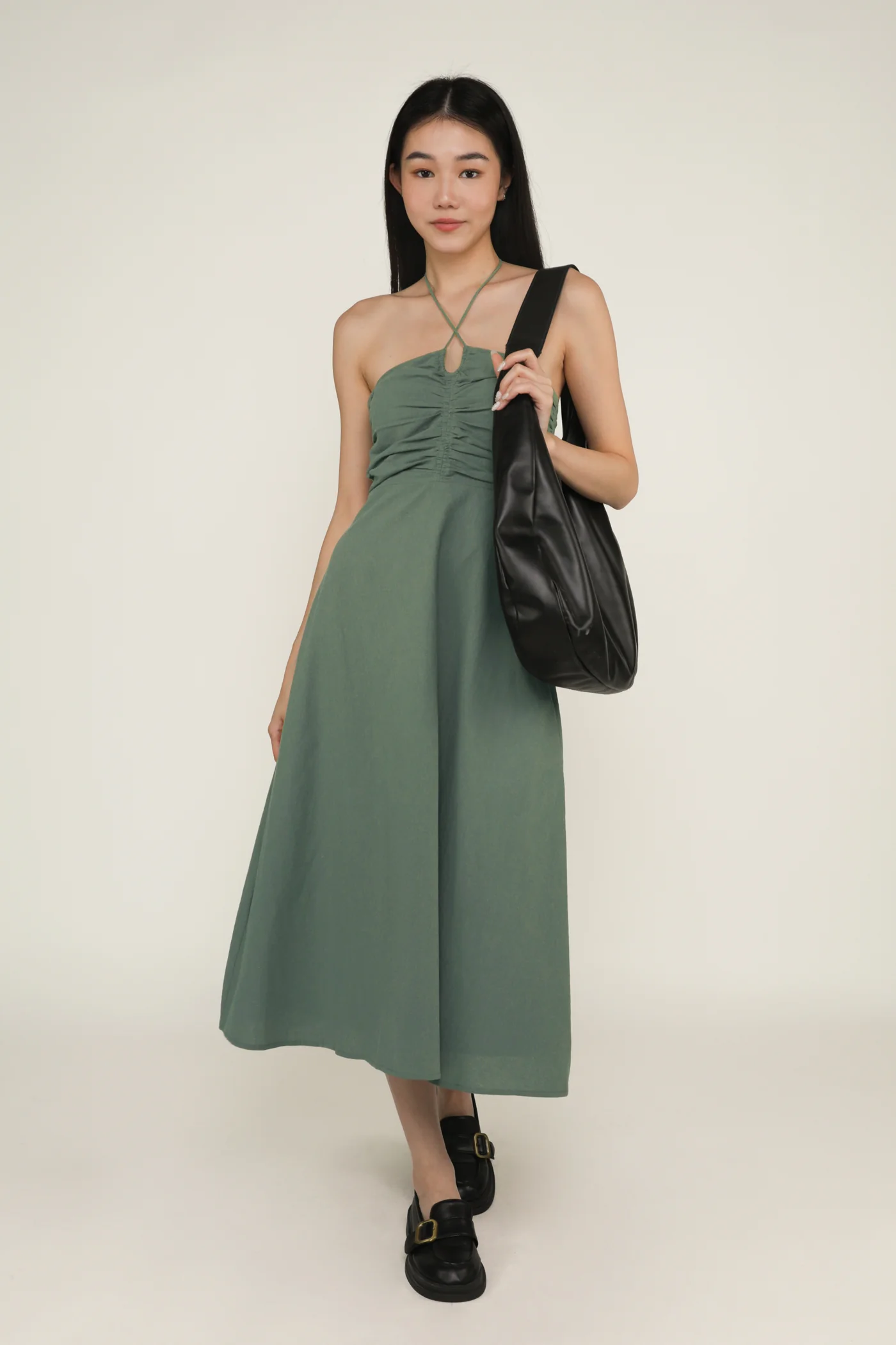 Aella Ruch Halter Maxi Dress - Image 15