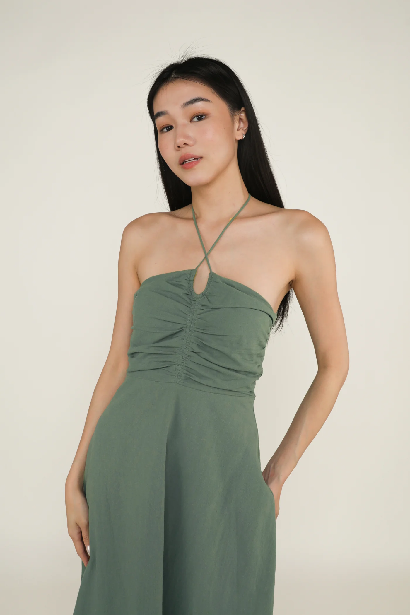 Aella Ruch Halter Maxi Dress - Image 19