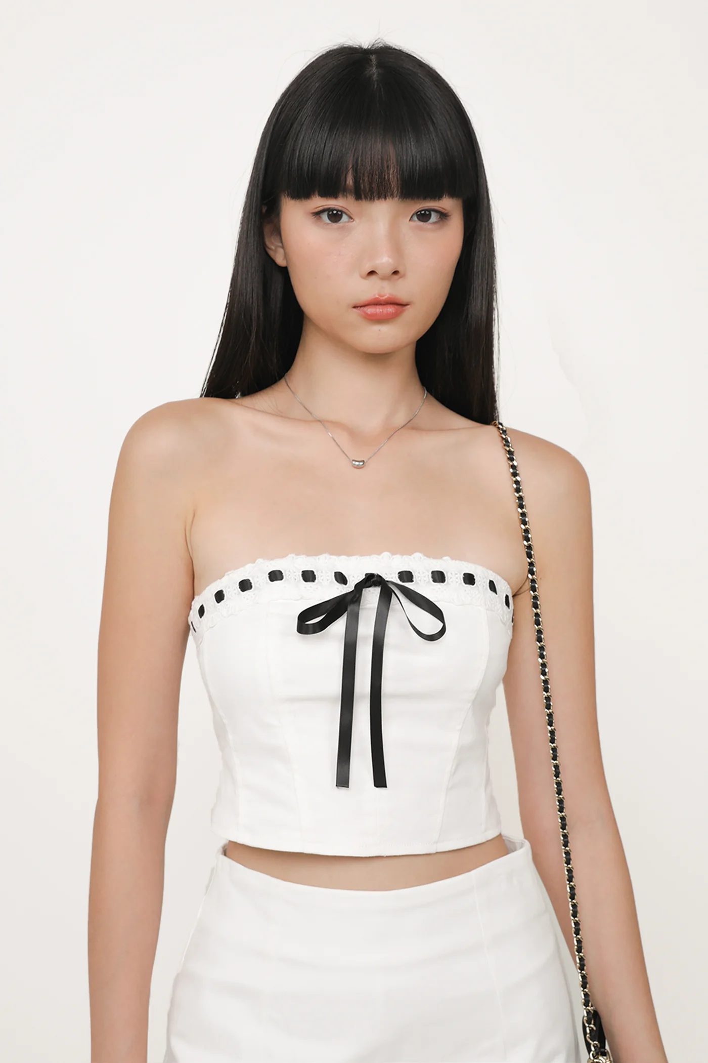 Anne Ribbon Embroidery Tube Top - Image 2