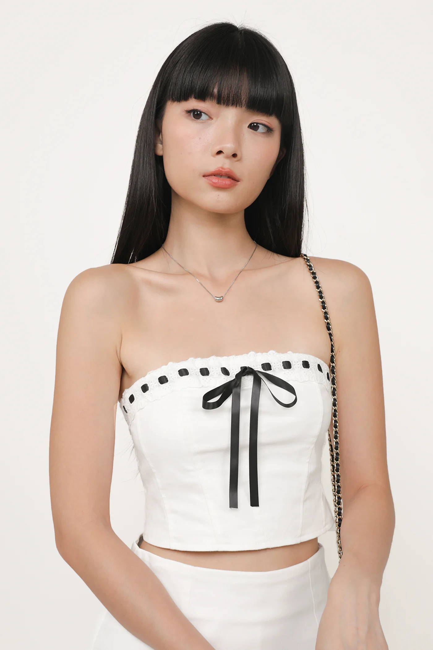 Anne Ribbon Embroidery Tube Top - Image 5
