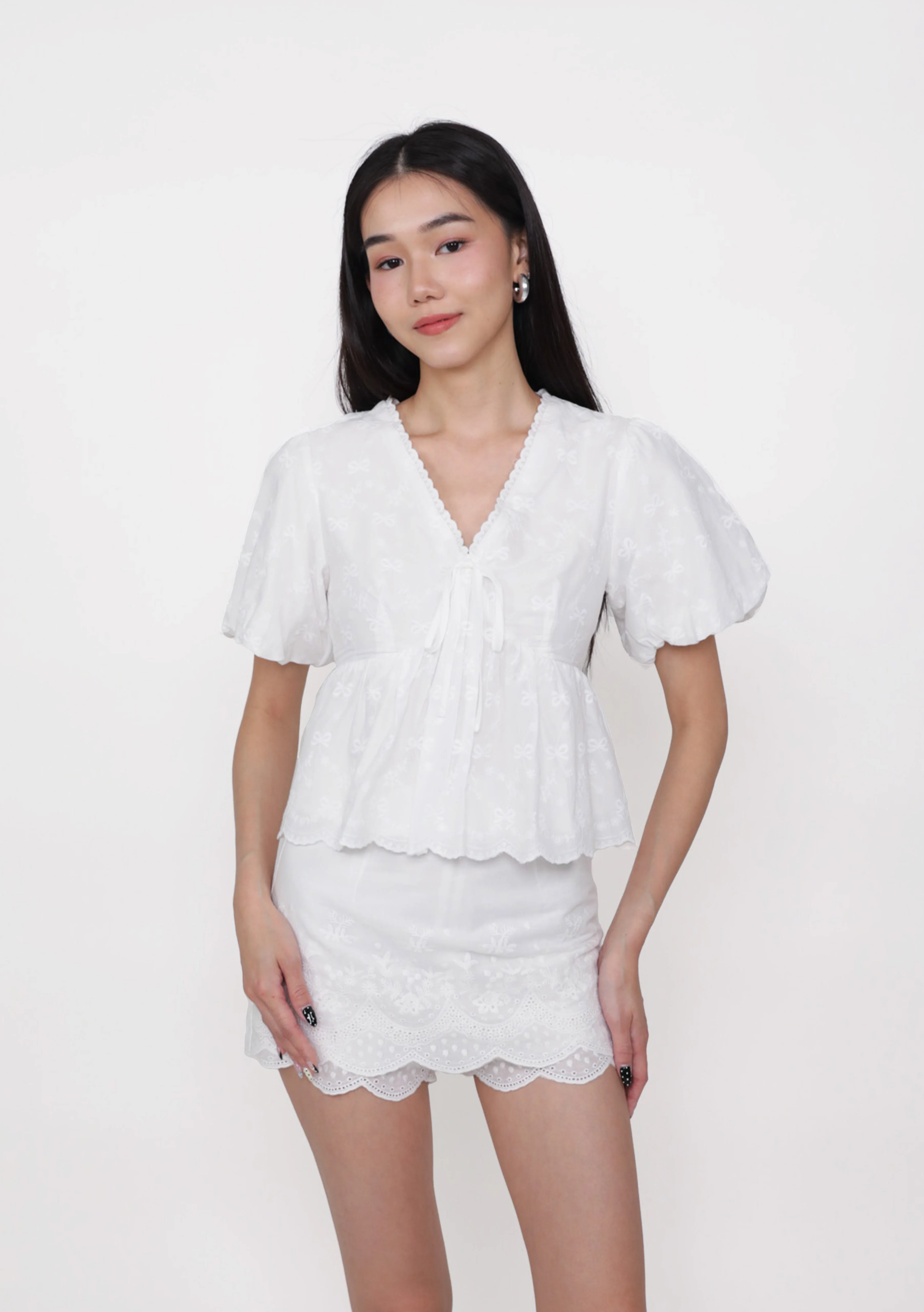 Ariette Puffy Sleeve Babydoll Top - Image 3