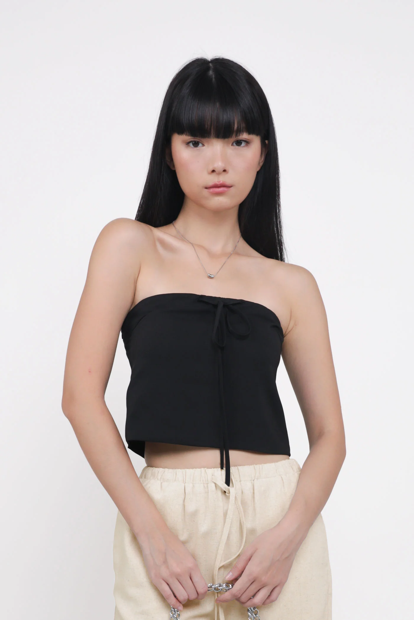 Ashlyn Tie Front Tube Padded Top - Image 8