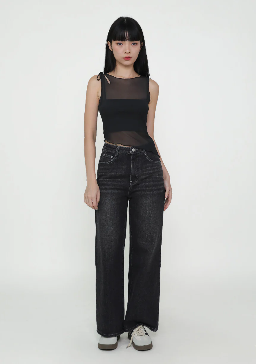 Joanna Asymmetrical Mesh Overlay Top - Image 11