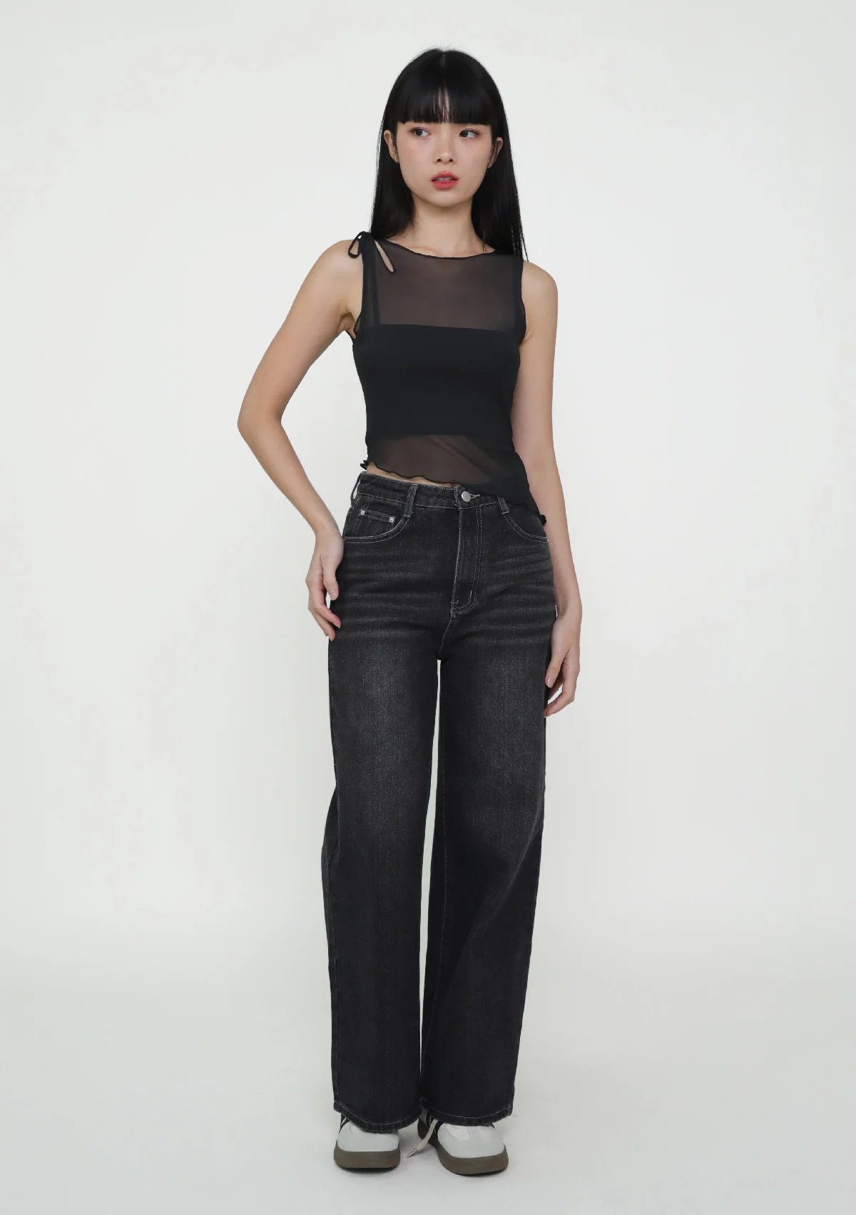 Joanna Asymmetrical Mesh Overlay Top - Image 15