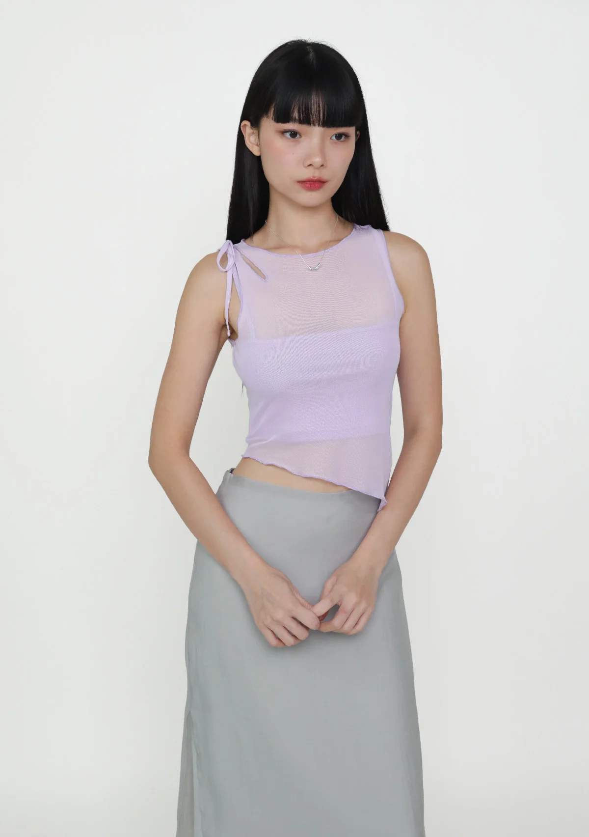 Joanna Asymmetrical Mesh Overlay Top - Image 3
