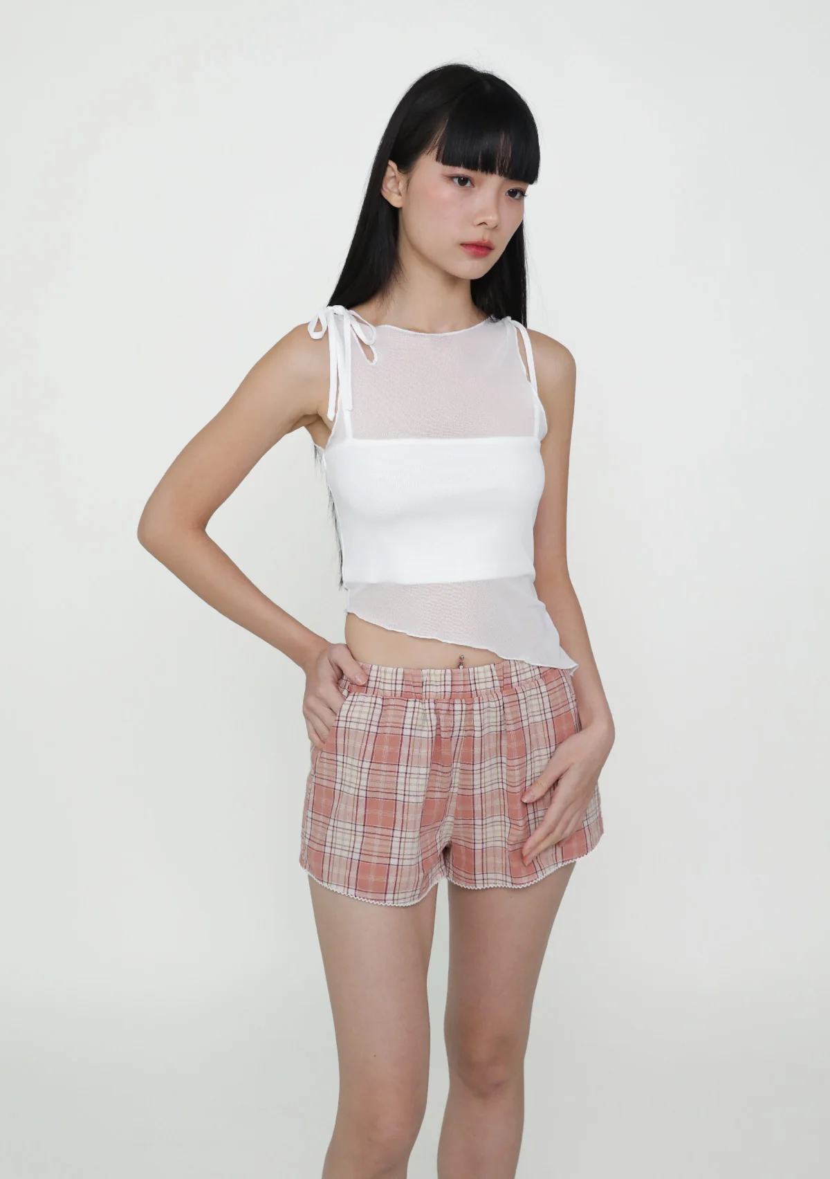 Joanna Asymmetrical Mesh Overlay Top - Image 7