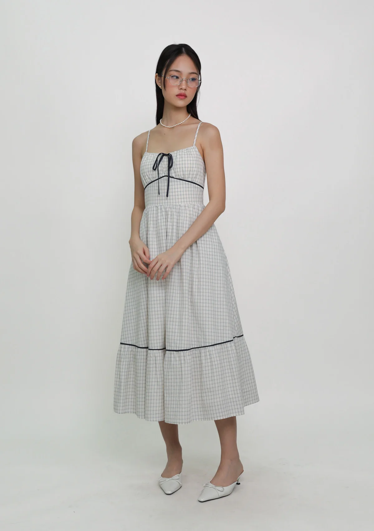Aurelia Contrast Detail Midi Dress (Plaid) - Image 3