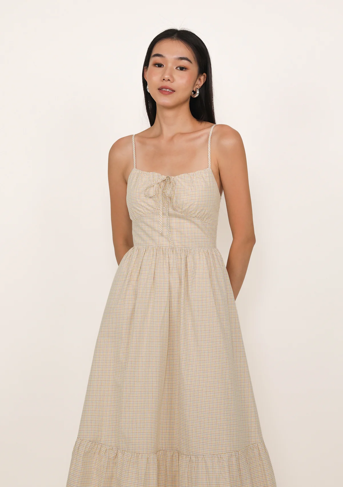 Aurelia Midi Padded Dress (Plaid) - Image 3