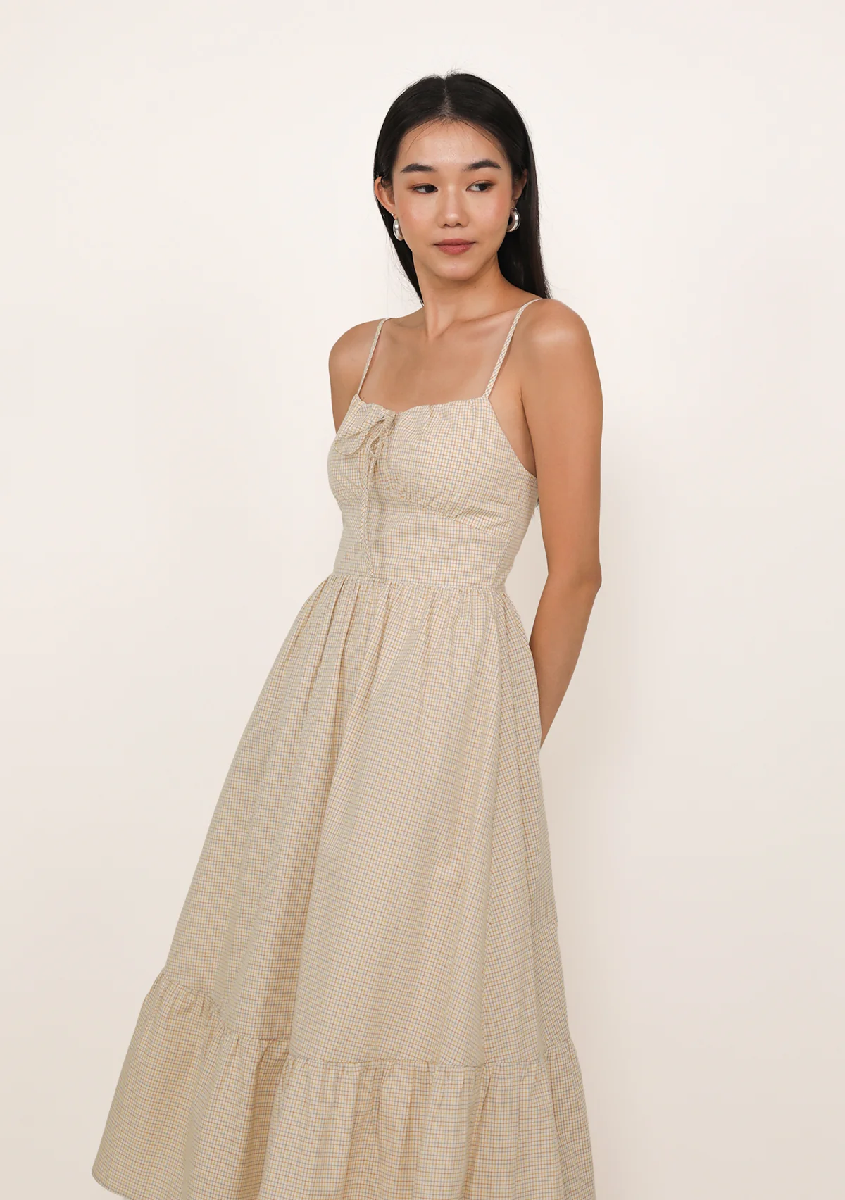 Aurelia Midi Padded Dress (Plaid) - Image 4