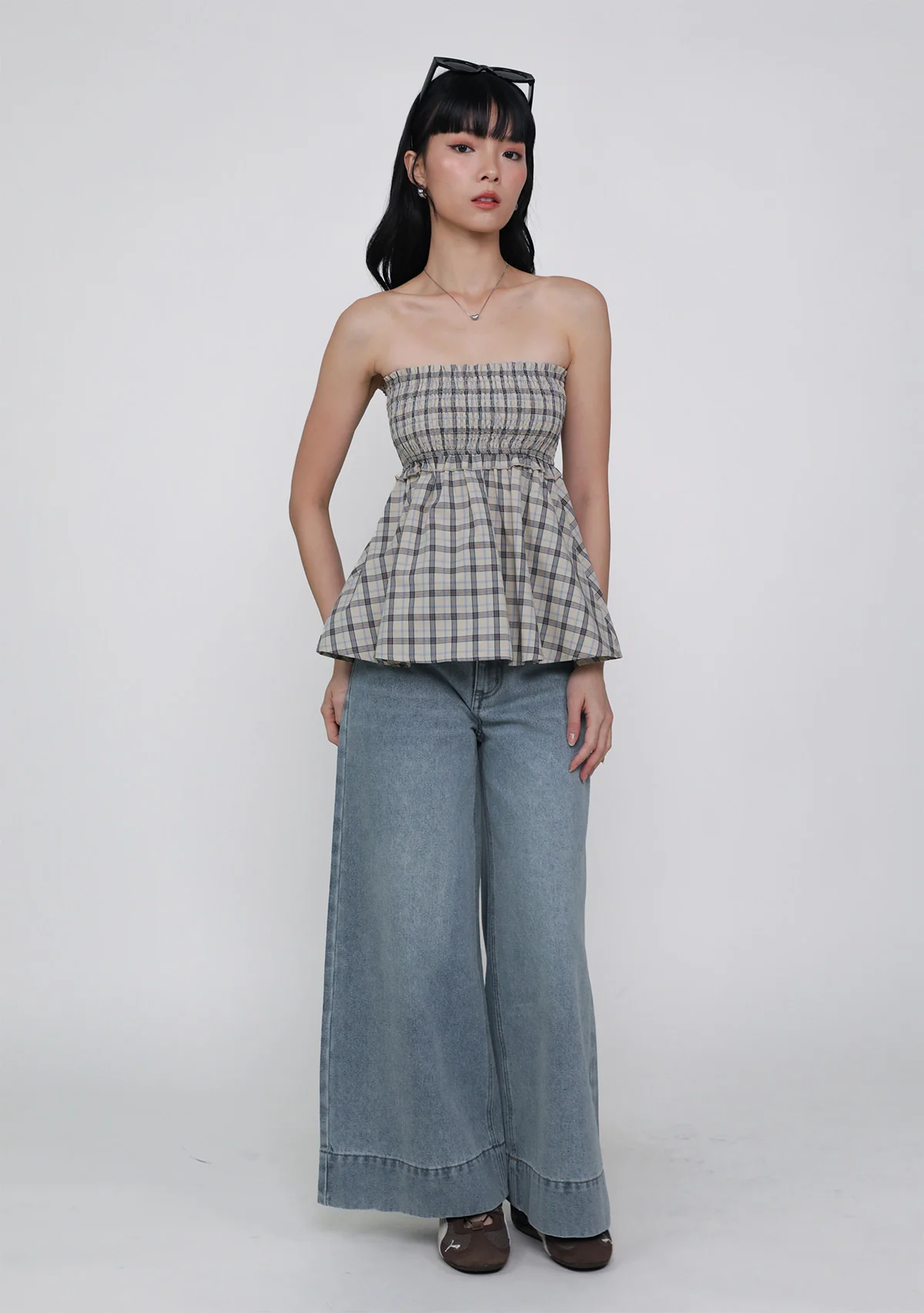 Cammie Smocked Tube Top (Plaid) - Image 12