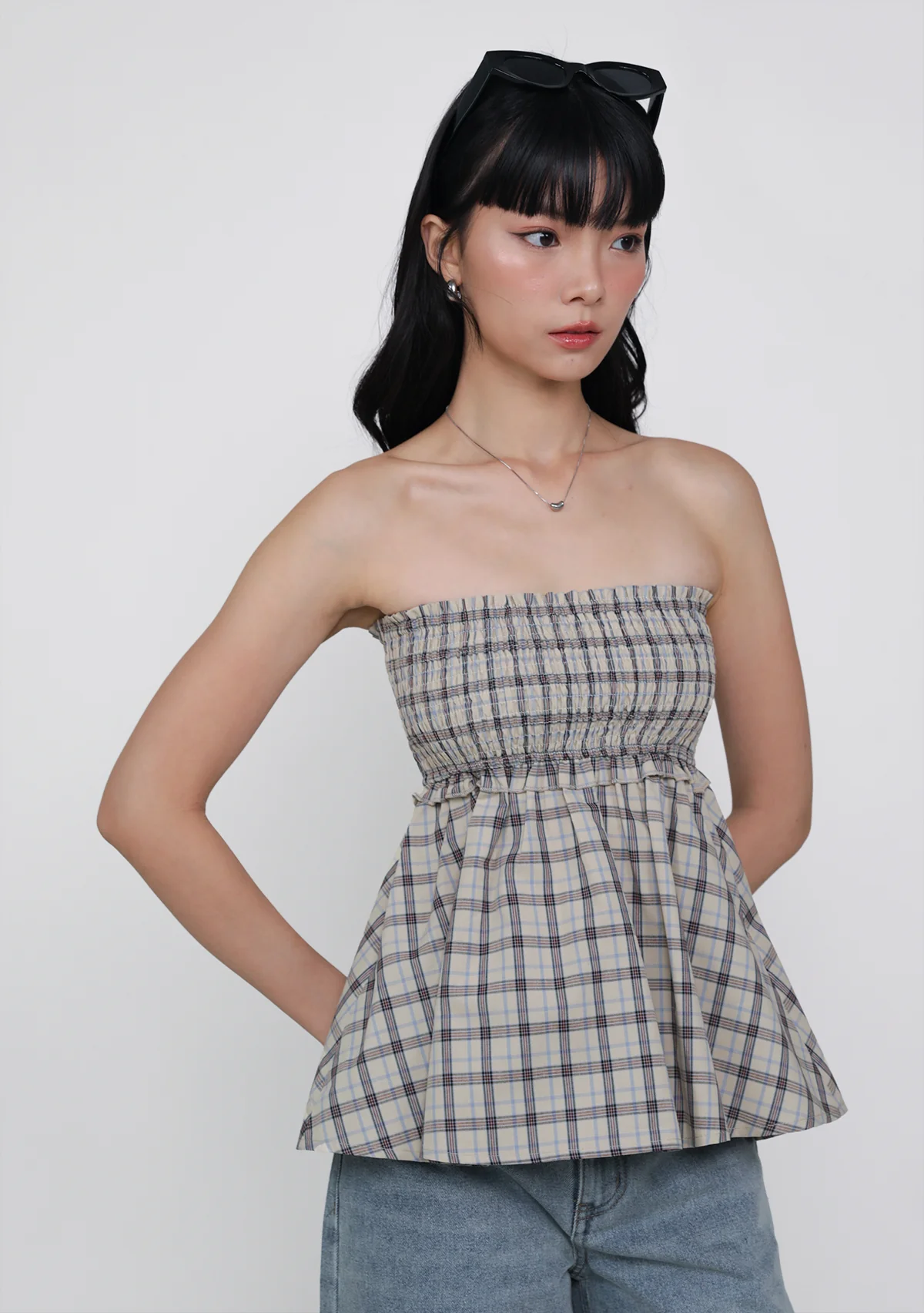 Cammie Smocked Tube Top (Plaid) - Image 13