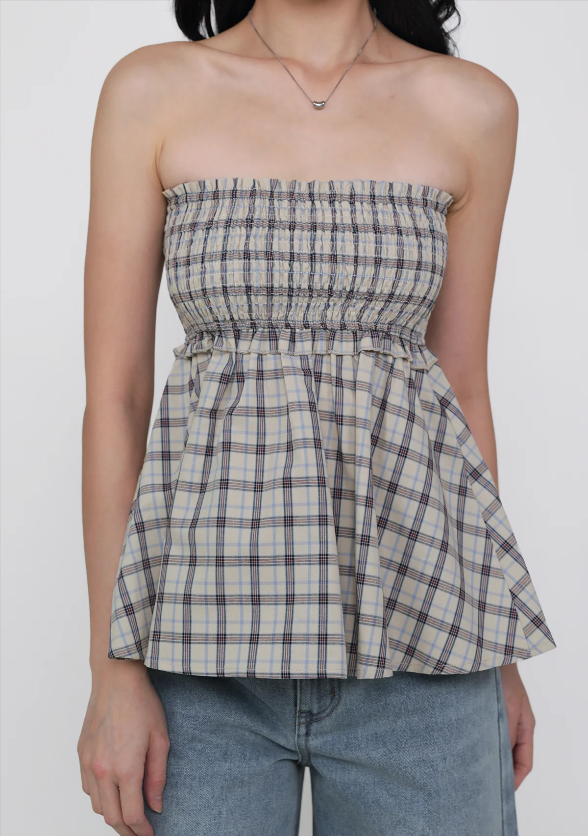 Cammie Smocked Tube Top (Plaid) - Image 14