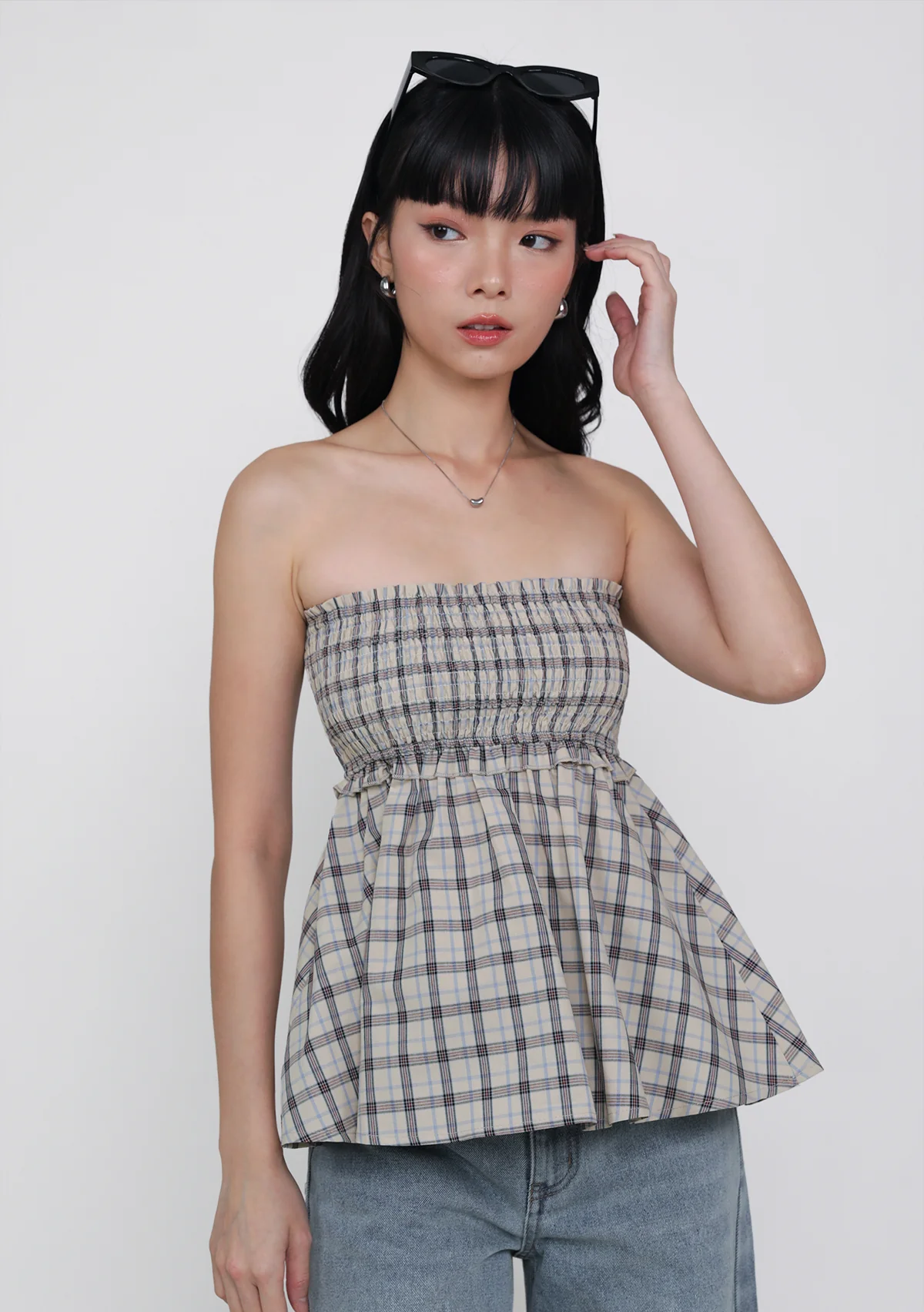 Cammie Smocked Tube Top (Plaid) - Image 3