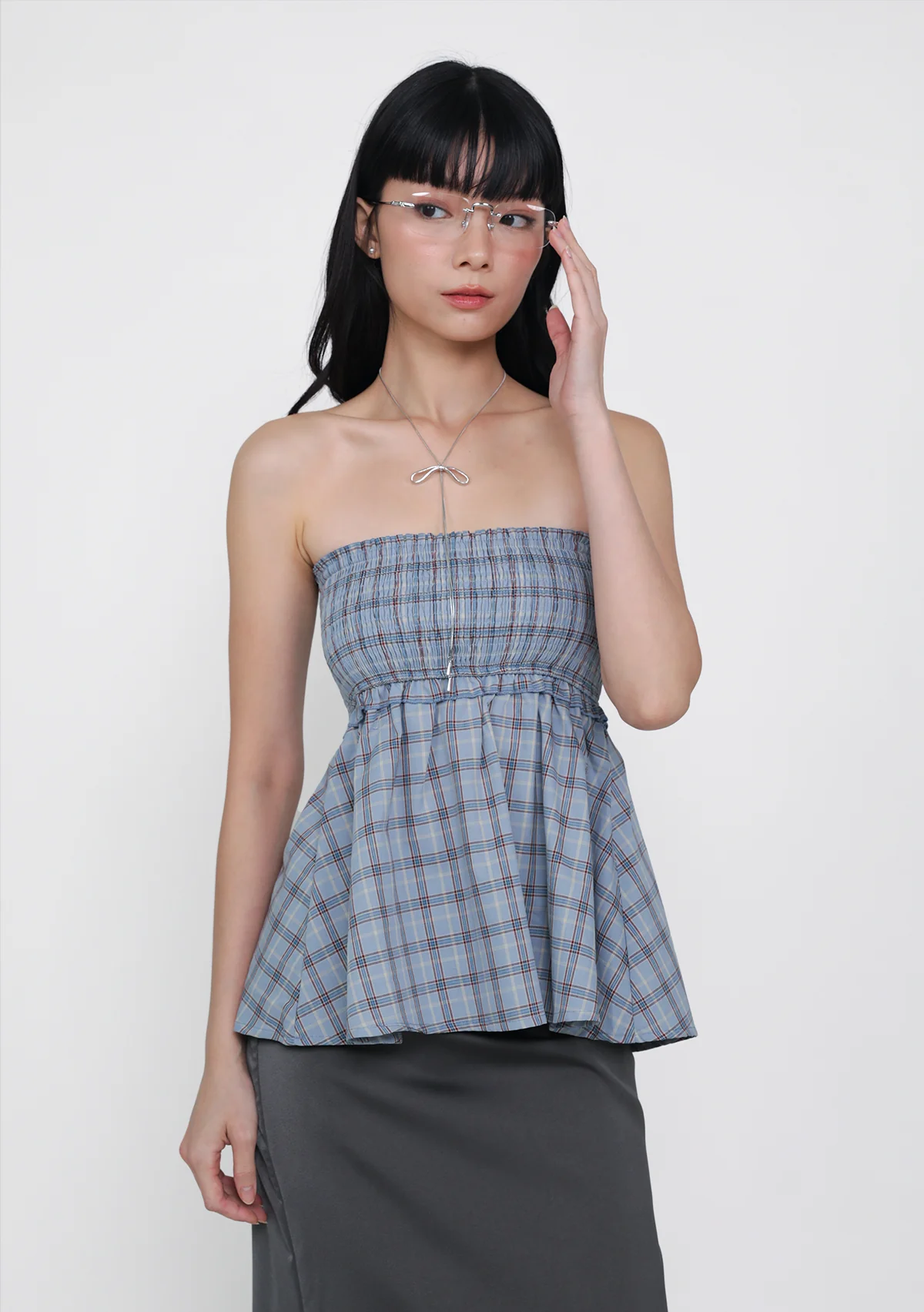 Cammie Smocked Tube Top (Plaid) - Image 8