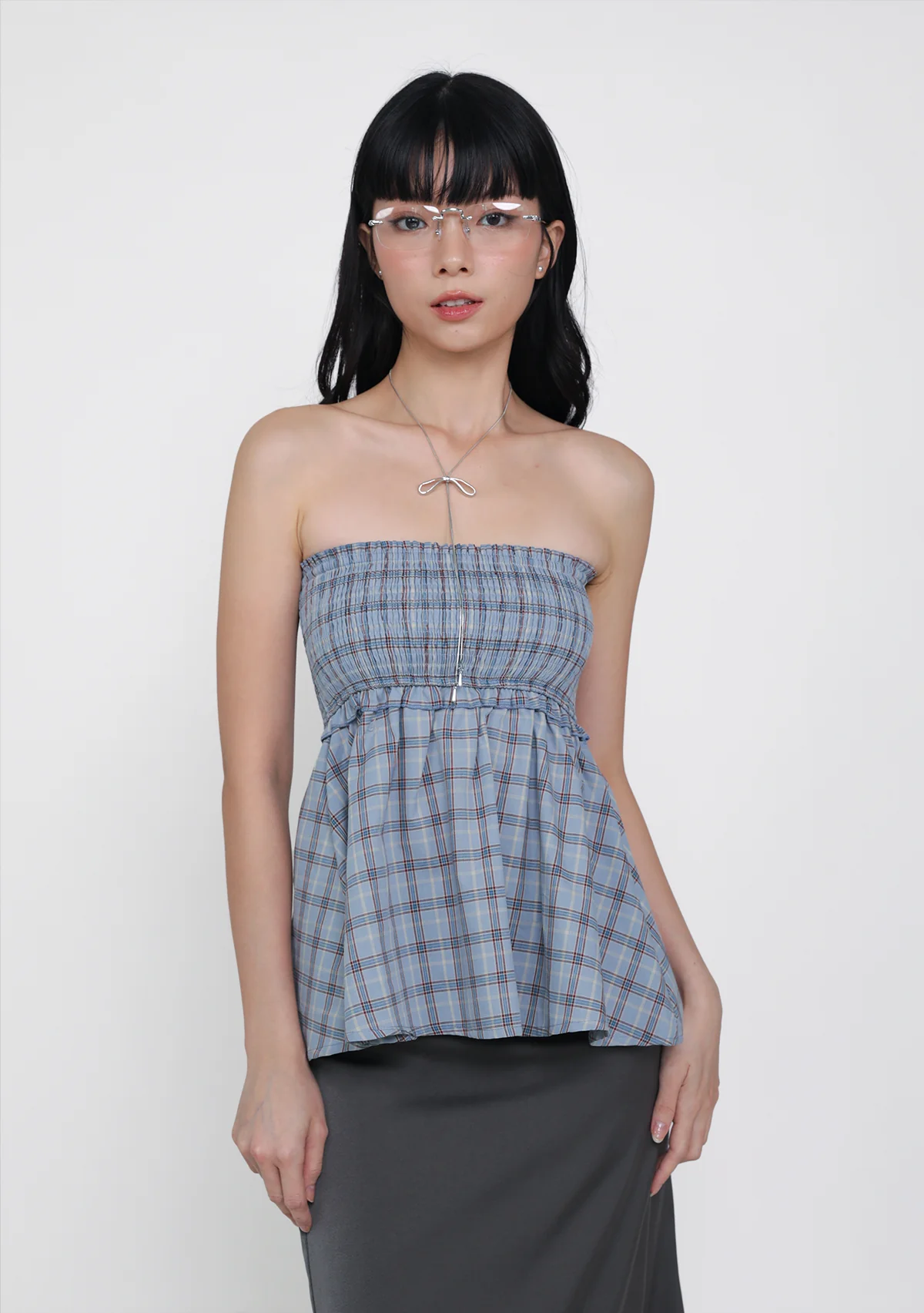 Cammie Smocked Tube Top (Plaid) - Image 9