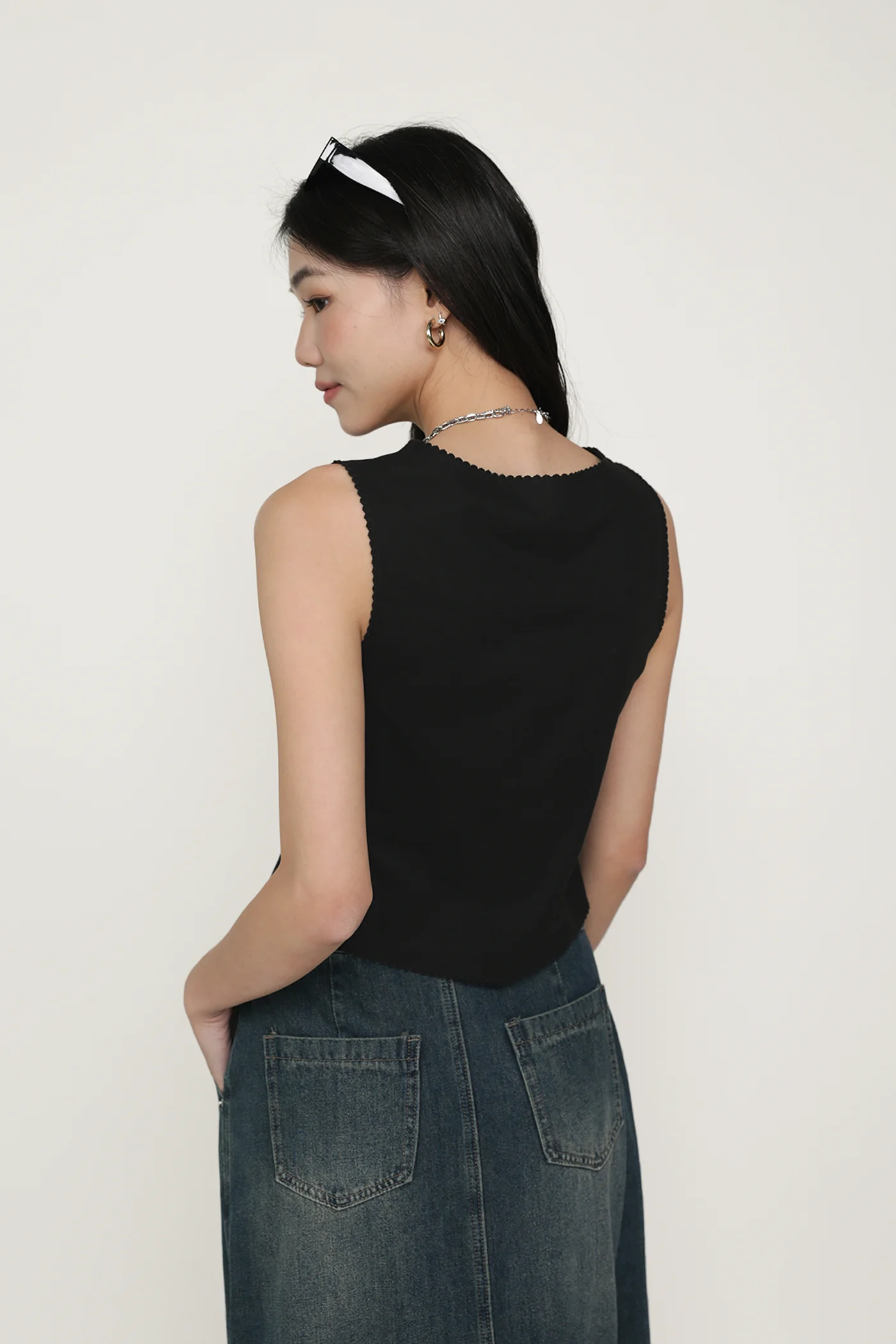 Carlyn Lace Trim Ruched Vest Top - Image 15