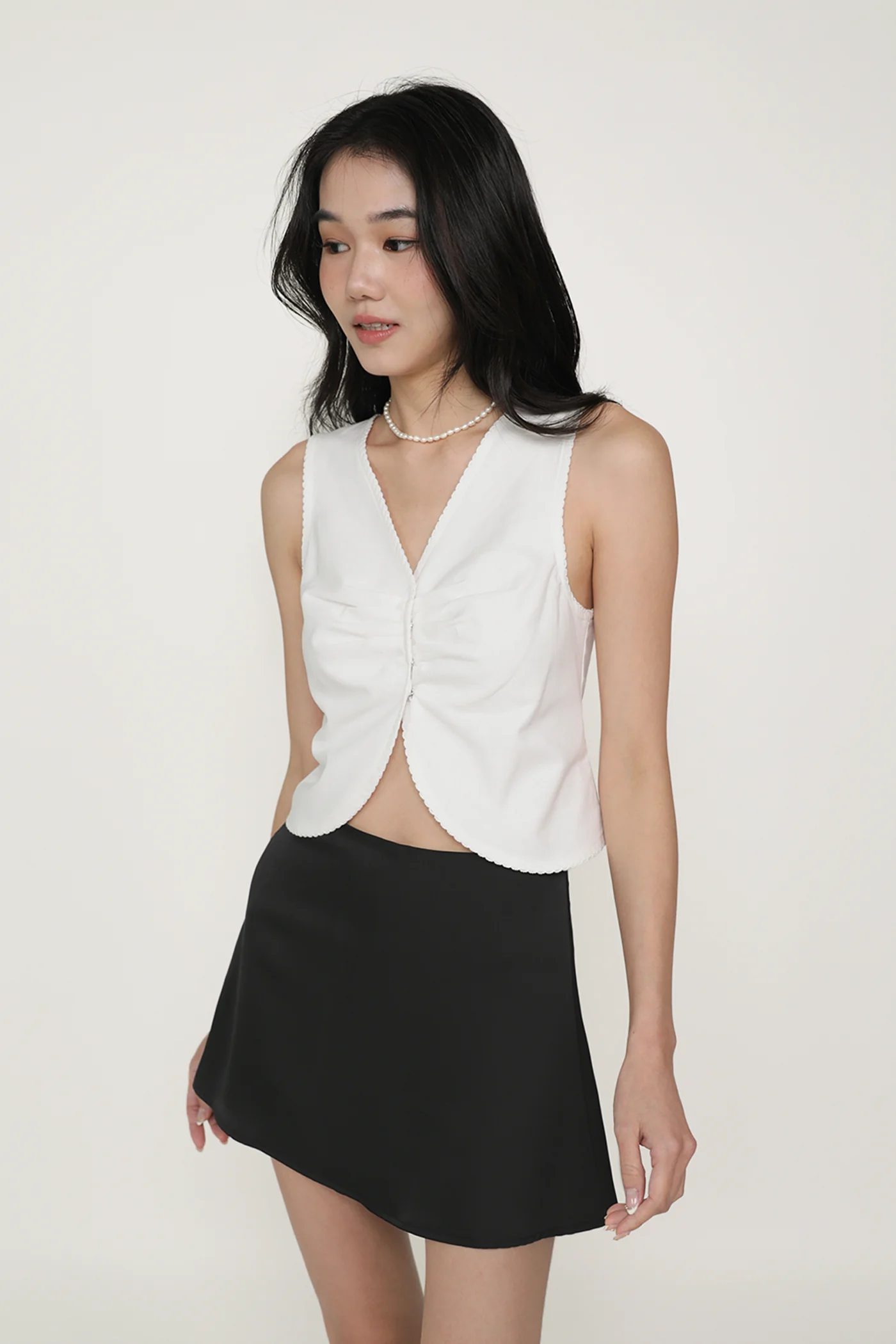 Carlyn Lace Trim Ruched Vest Top - Image 3