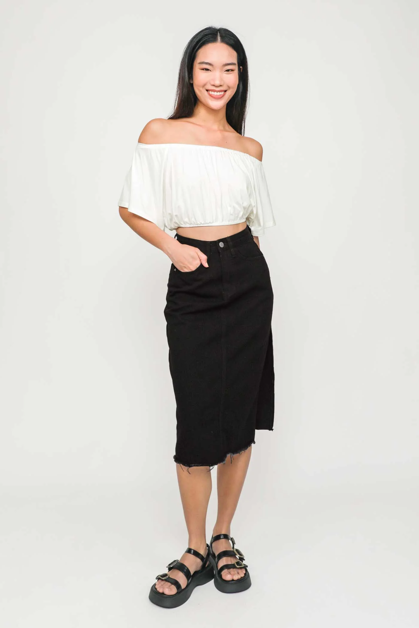 Carys Off Shoulder Jersey Top - Image 12