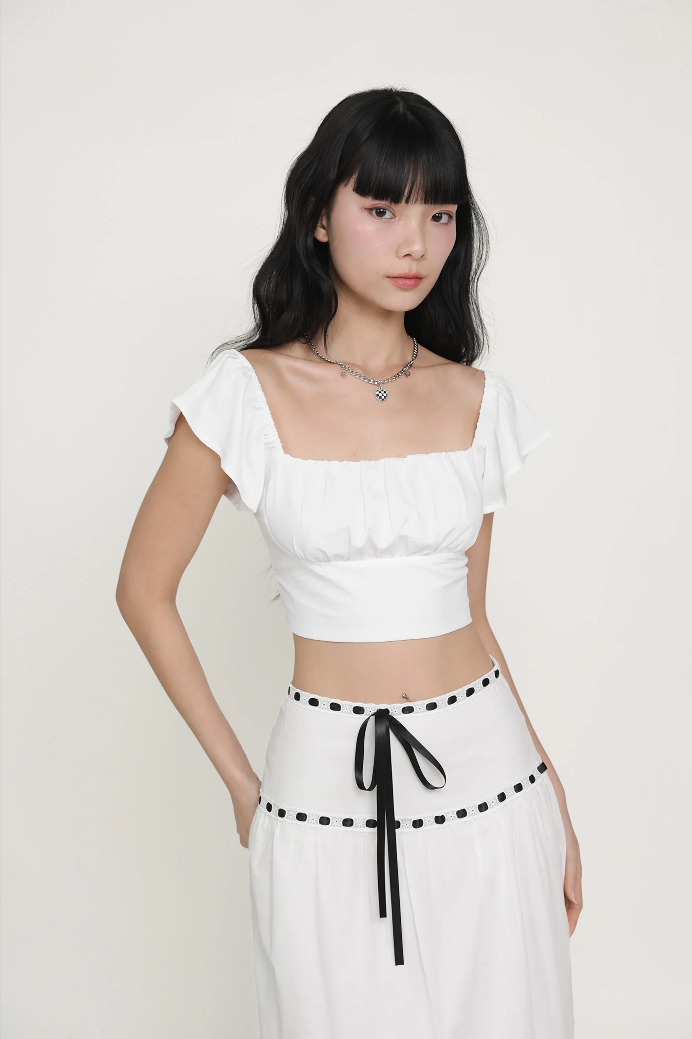 Chelsey Flutter Sleeve Crop Top