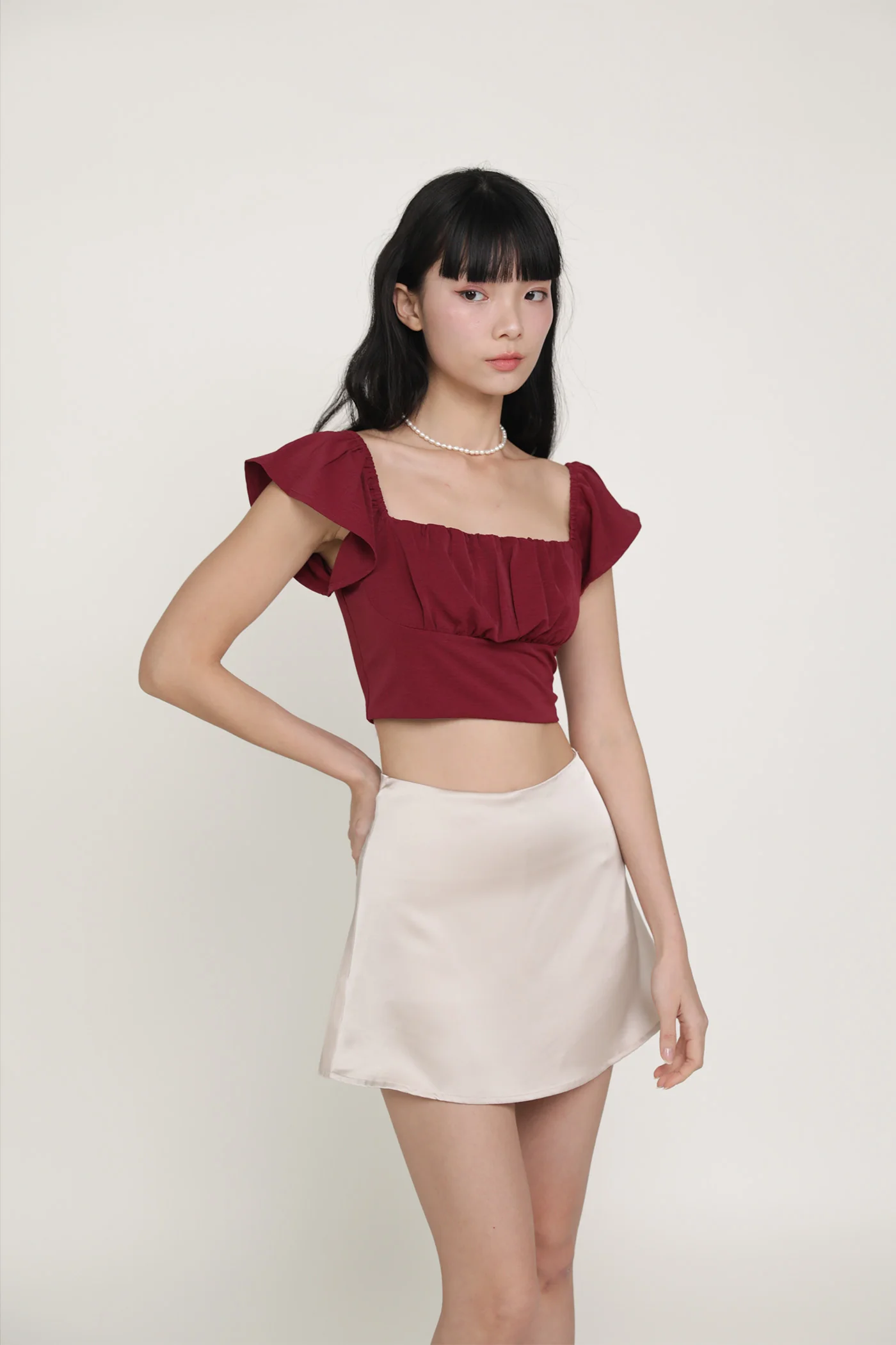 Chelsey Flutter Sleeve Crop Top - Image 17
