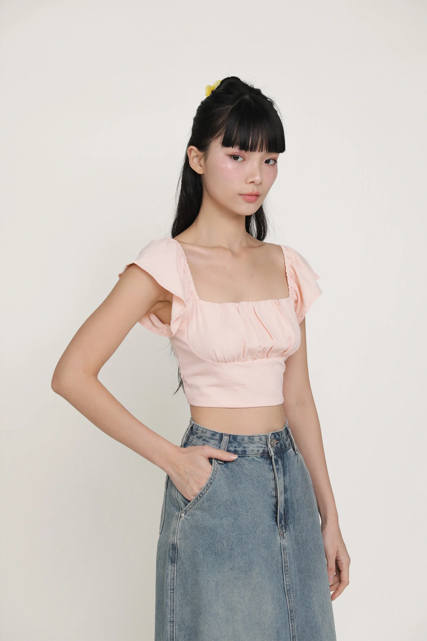 Chelsey Flutter Sleeve Crop Top - Image 20