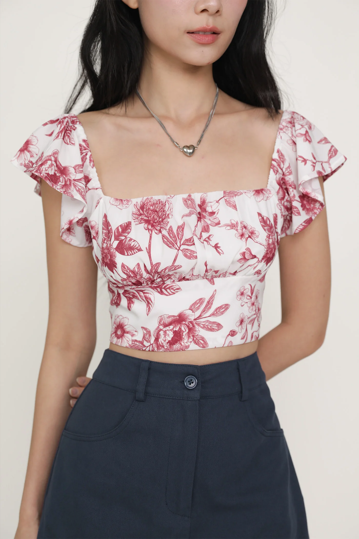 Chelsey Flutter Sleeve Crop Top - Image 33