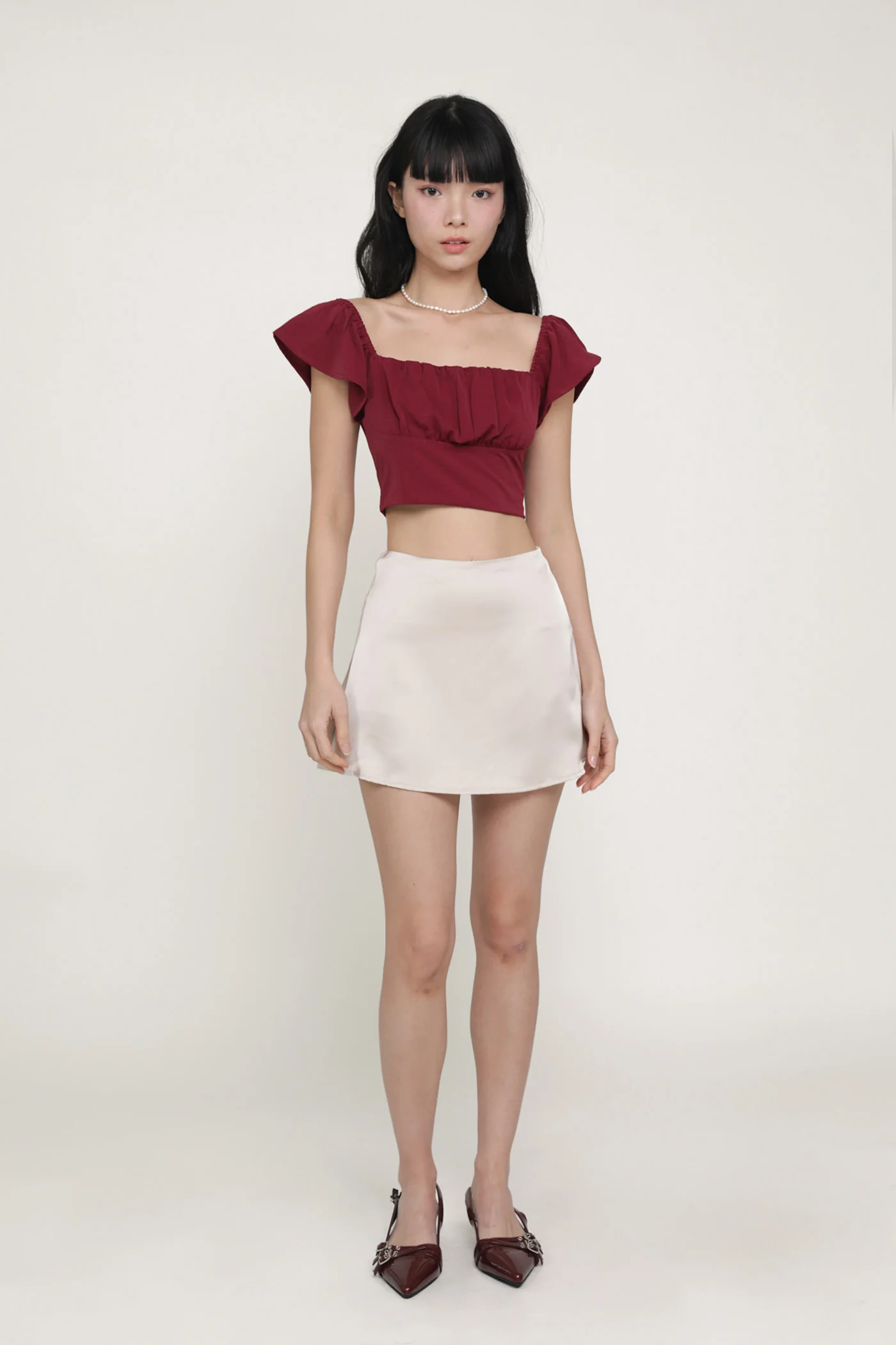 Chelsey Flutter Sleeve Crop Top - Image 4