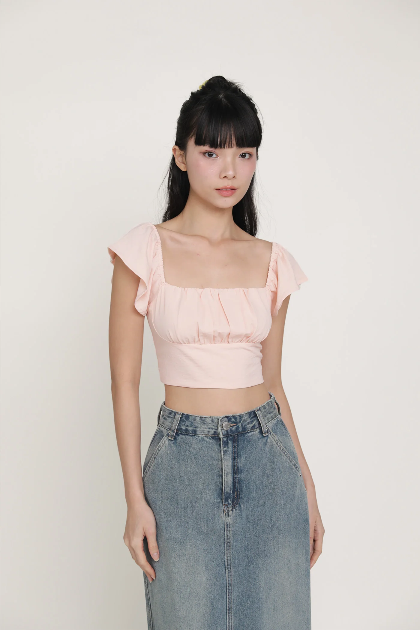 Chelsey Flutter Sleeve Crop Top - Image 6