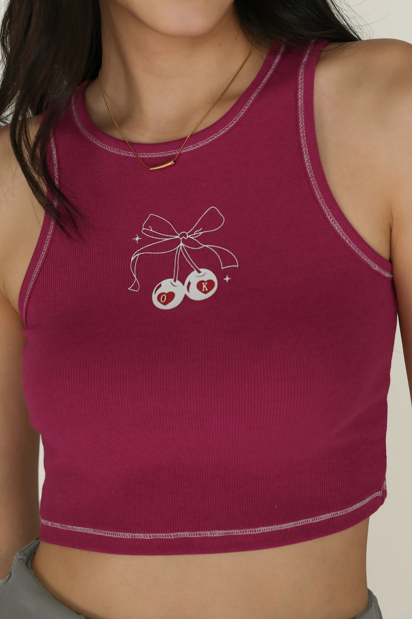 Cherry Contrast Racercut Top - Image 10