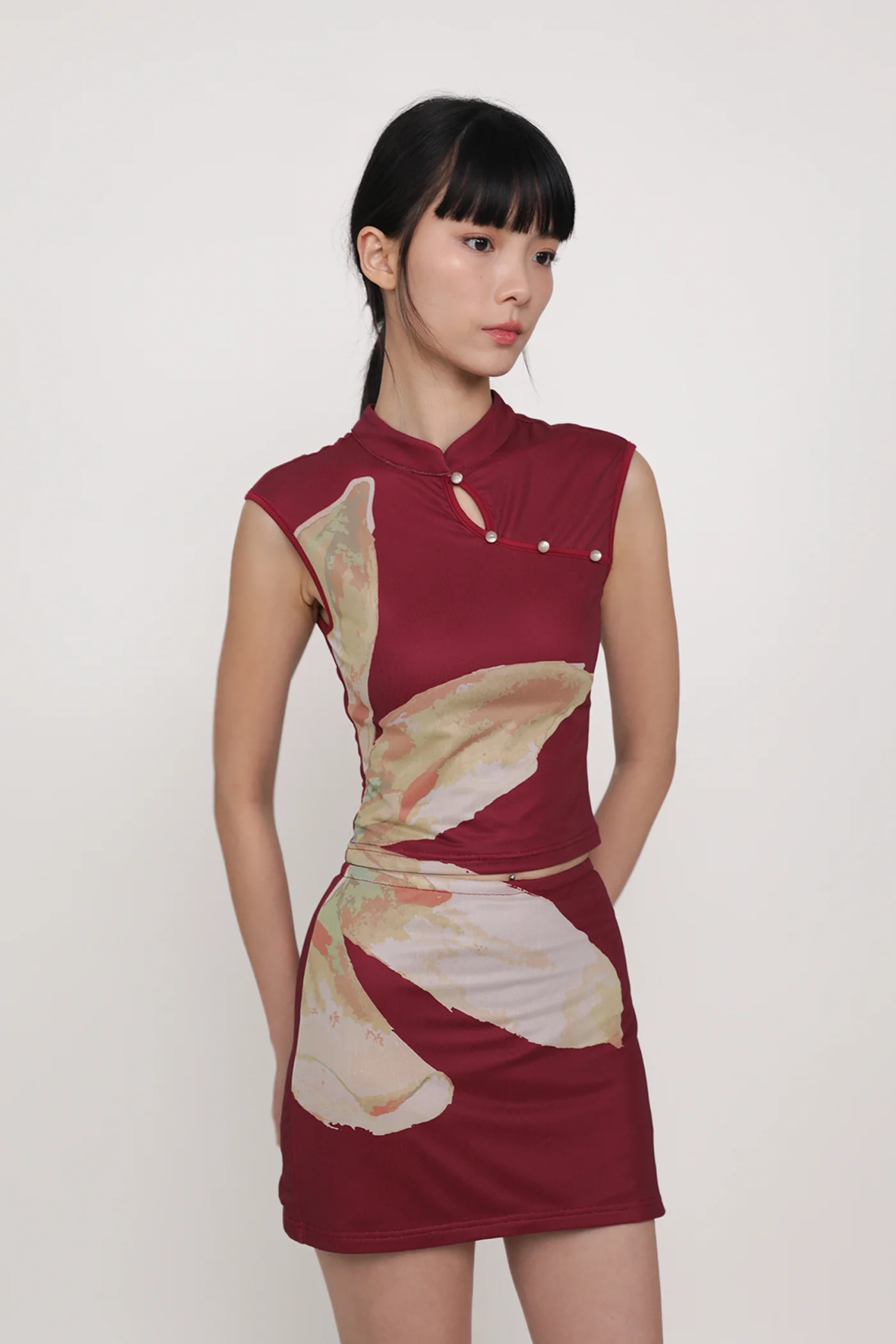 Daniah Mandarin Collar Mesh Top - Image 3
