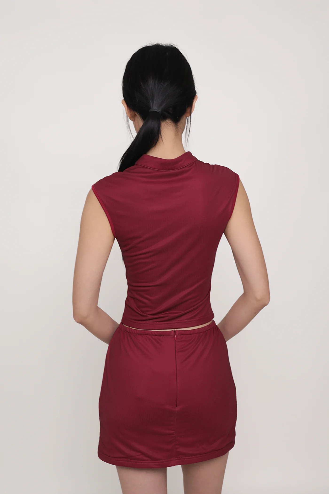 Daniah Mandarin Collar Mesh Top - Image 7