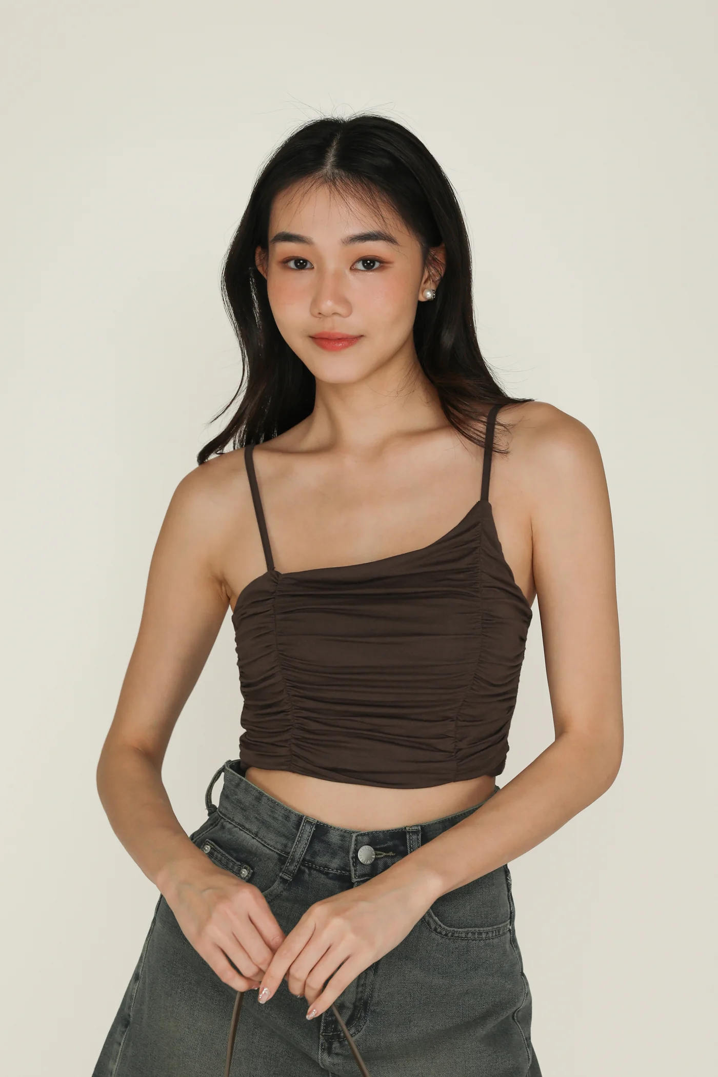 Darcey Asymmetrical Ruched Padded Top - Image 10