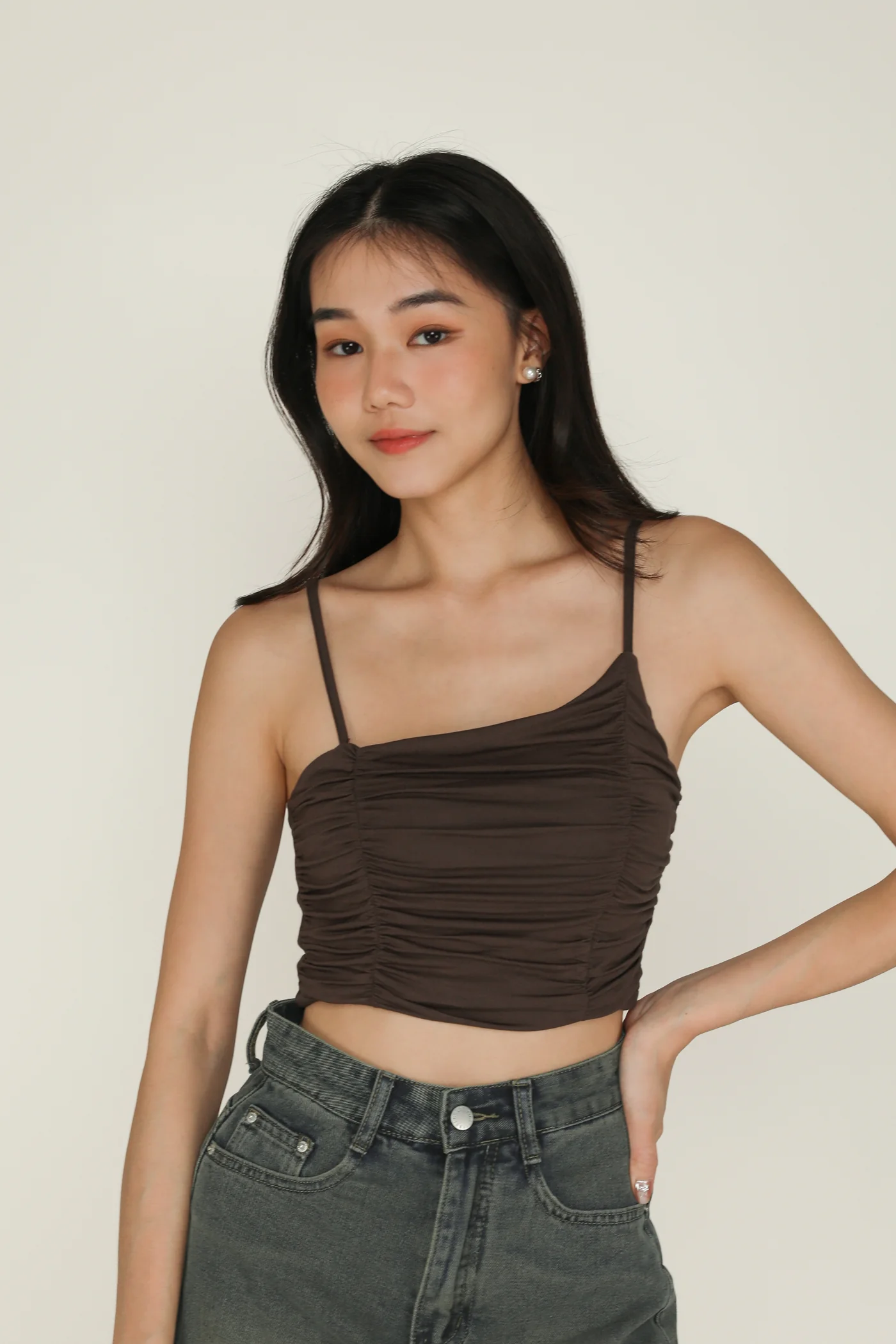 Darcey Asymmetrical Ruched Padded Top - Image 12
