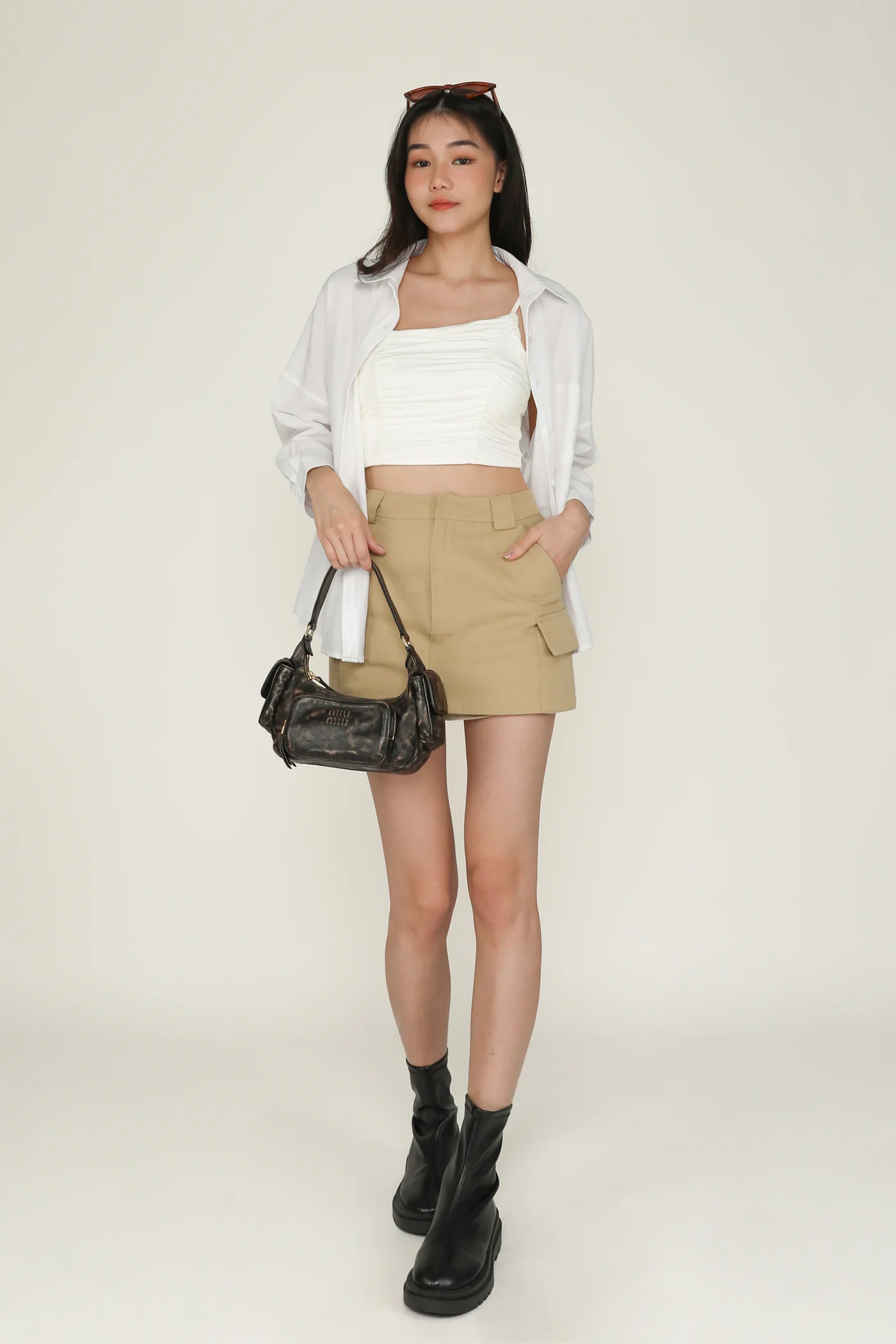 Darcey Asymmetrical Ruched Padded Top - Image 2