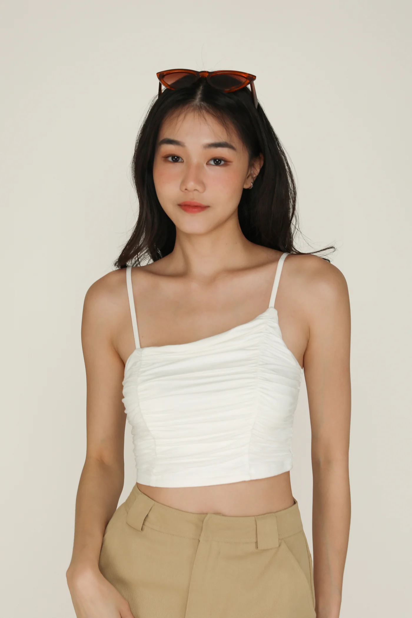 Darcey Asymmetrical Ruched Padded Top - Image 3