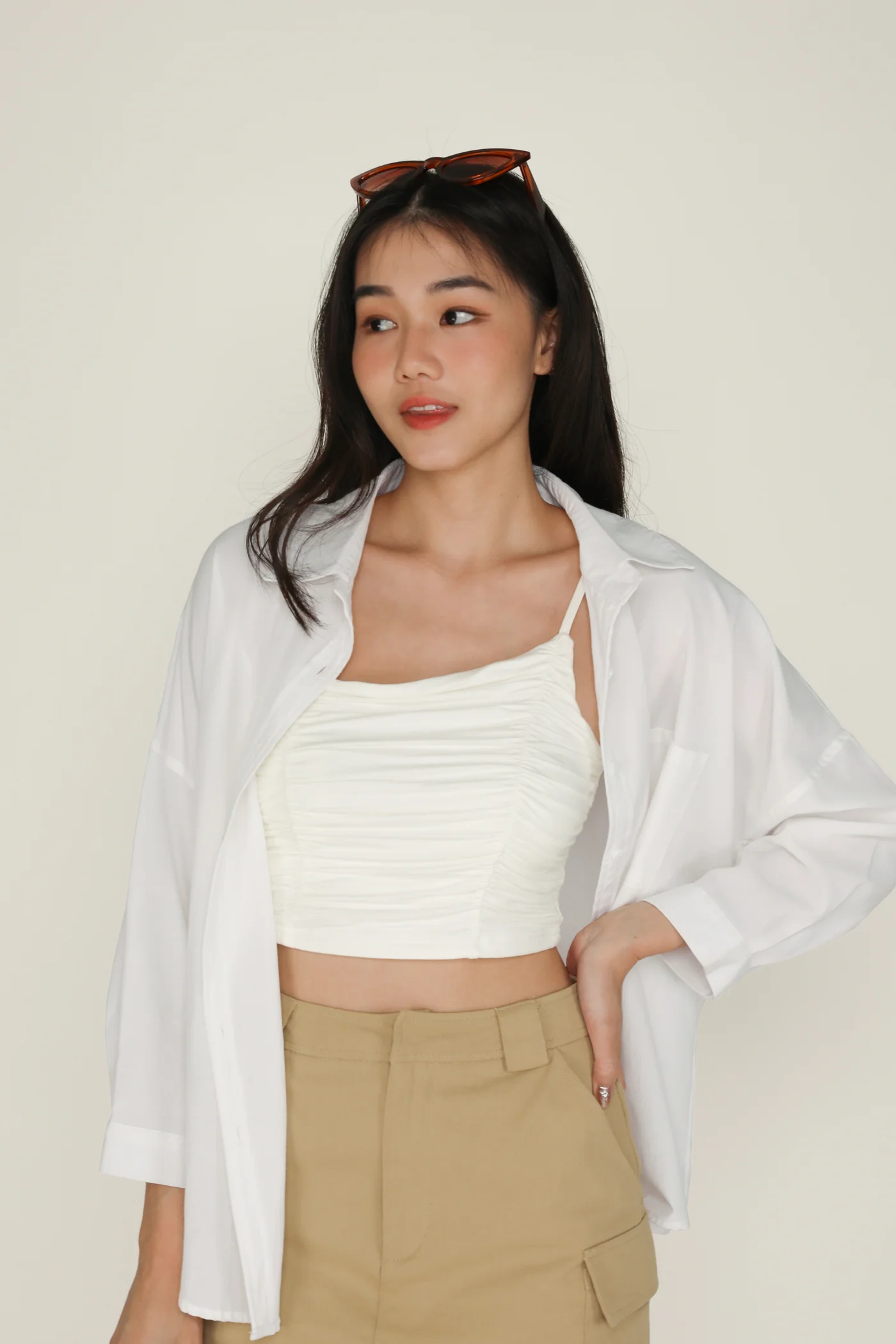Darcey Asymmetrical Ruched Padded Top - Image 5