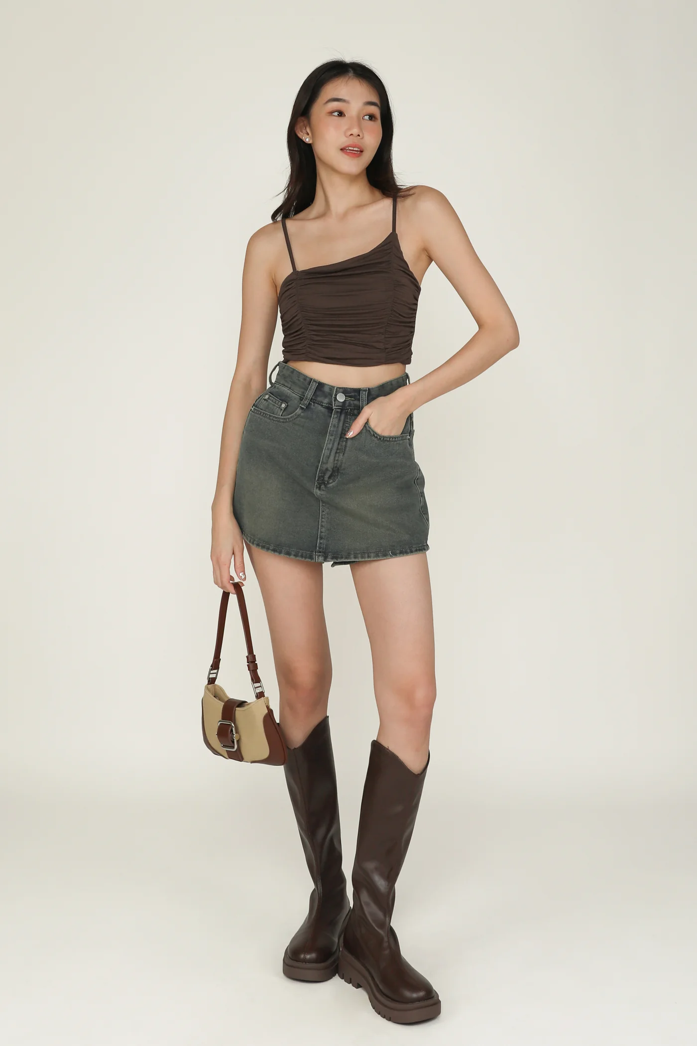Darcey Asymmetrical Ruched Padded Top - Image 8