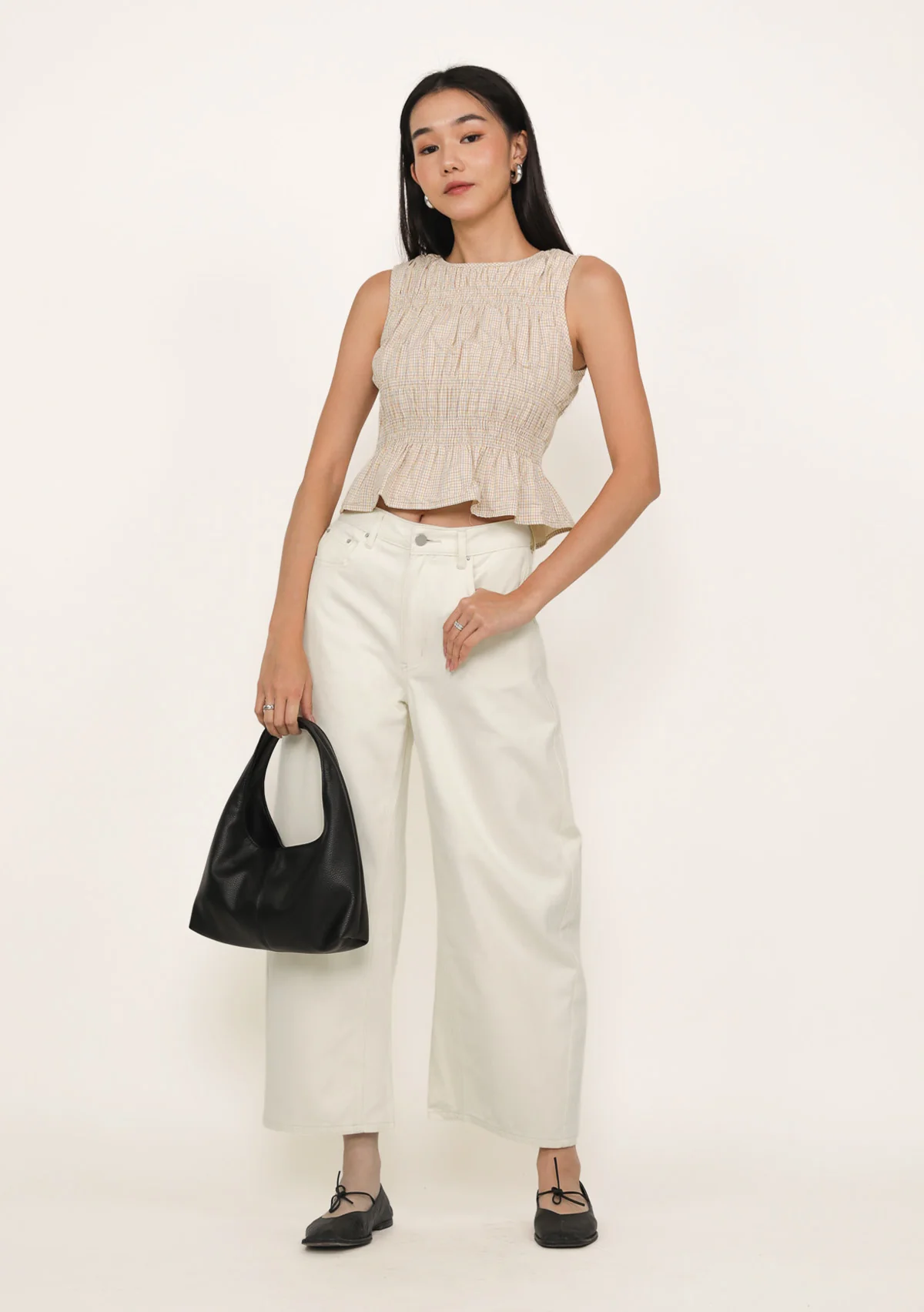 Della Shirred Top (Plaid) - Image 2