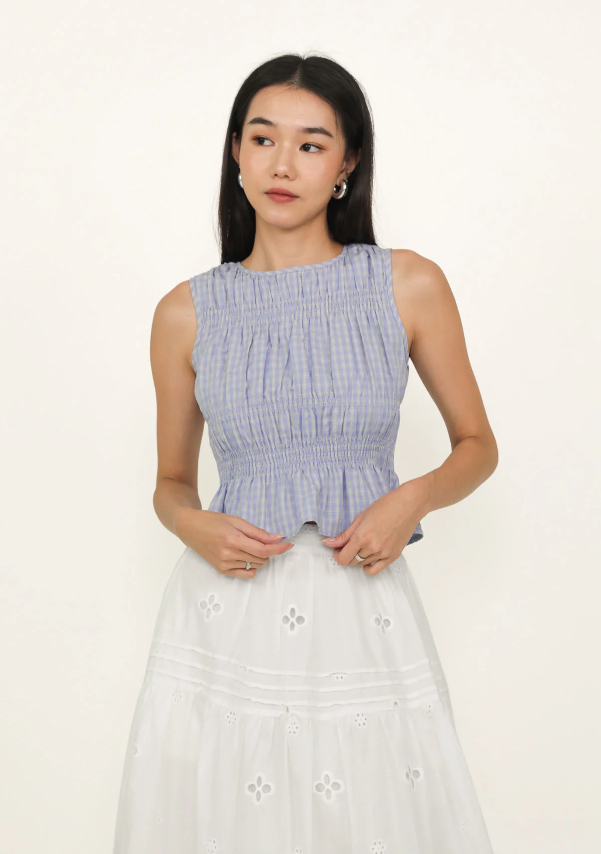 Della Shirred Top (Plaid) - Image 3